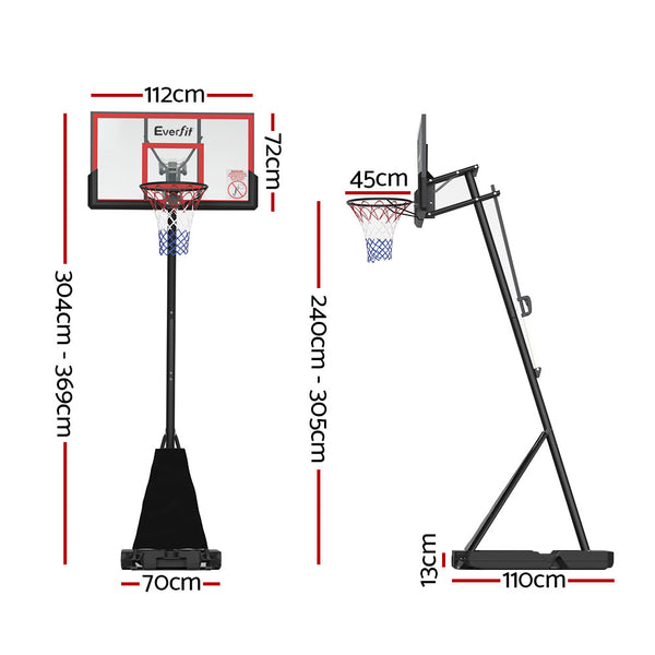 Everfit 3.05M Basketball Hoop Stand System Adjustable Height Portable