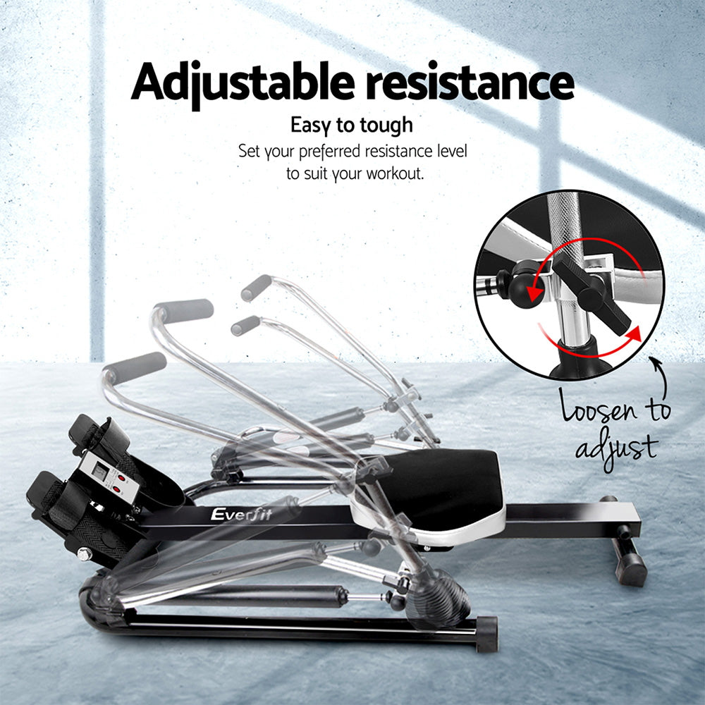 Everfit Rowing Machine Rower Hydraulic Resistance Fitness Gym Home Cardio