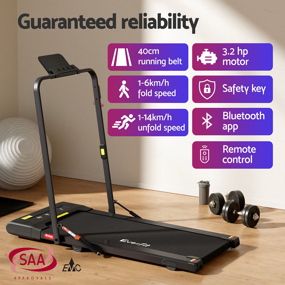 EVERFIT Walking Pad Treadmill 2 IN 1 Foldable 400mm Belt Black