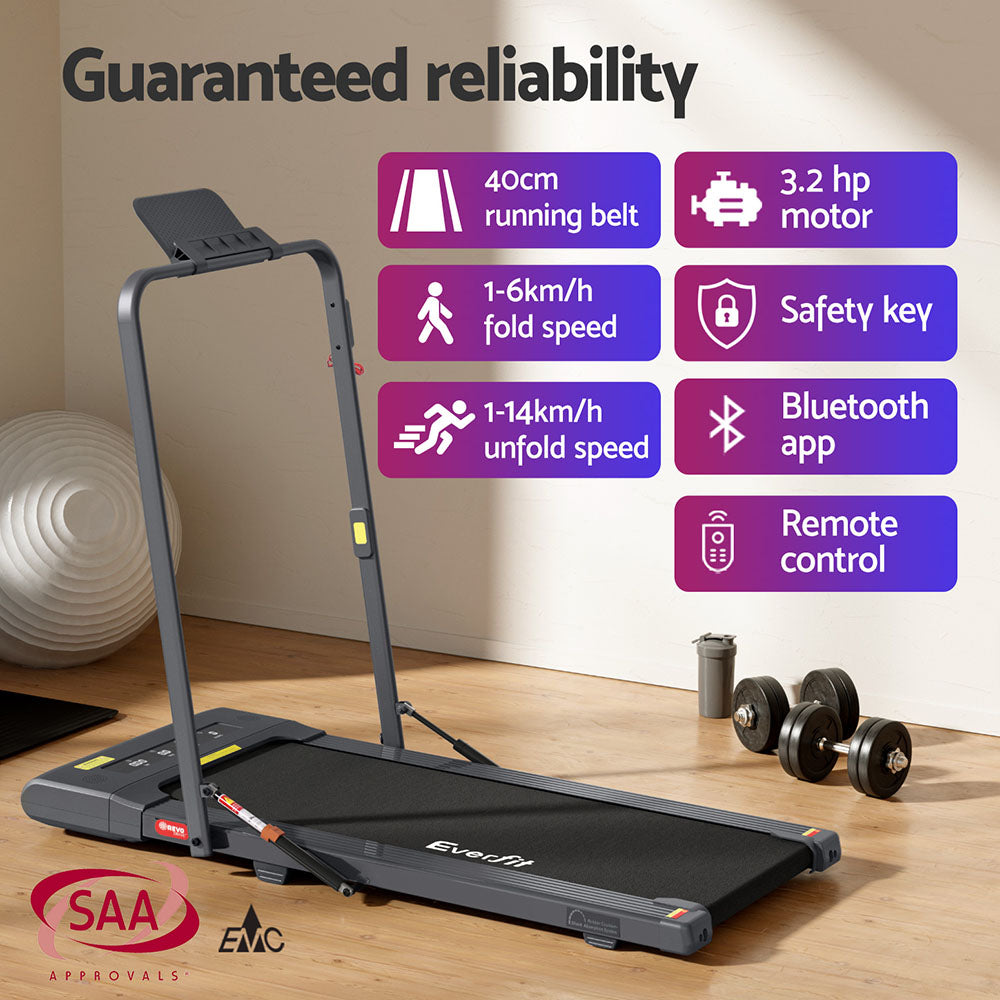 EVERFIT Walking Pad Treadmill 2 IN 1 Foldable 400mm Belt Grey