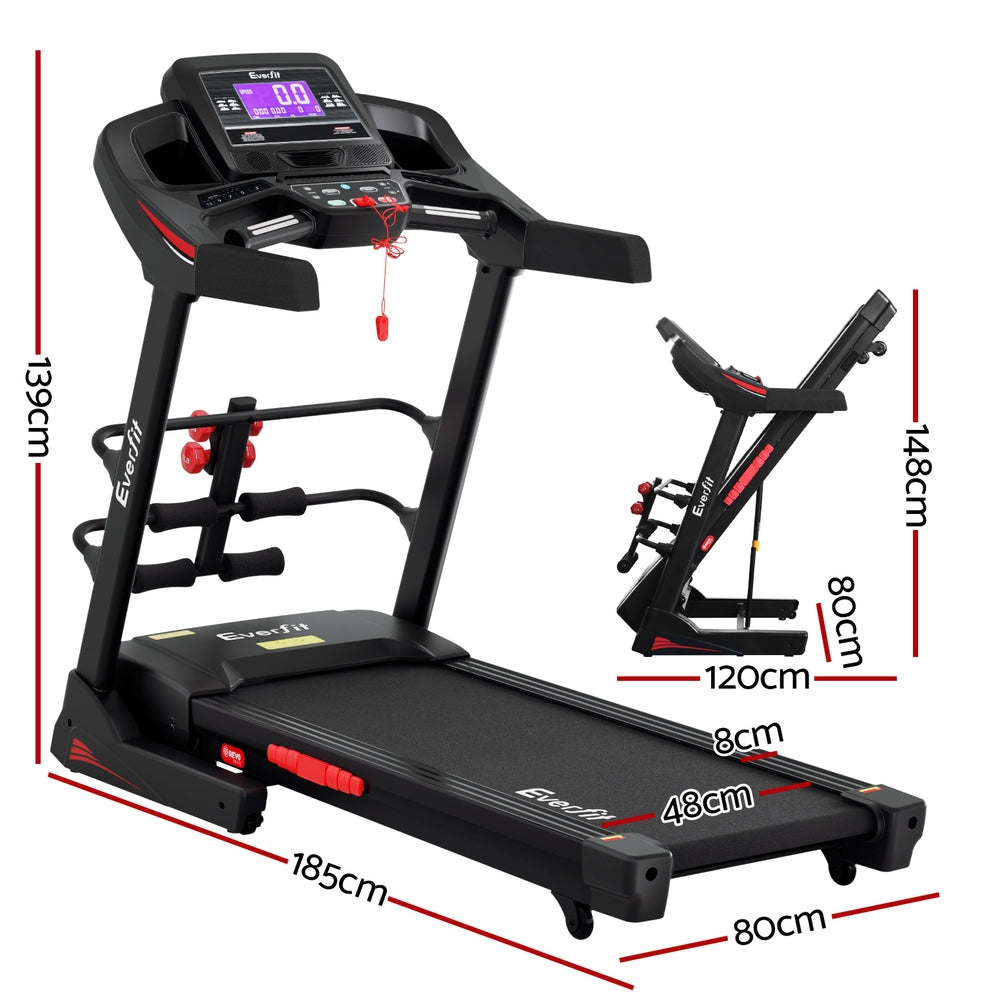 Everfit Treadmill Electric Home Gym Fitness Exercise Machine w/ Sit Up Bar 480mm-Black, red