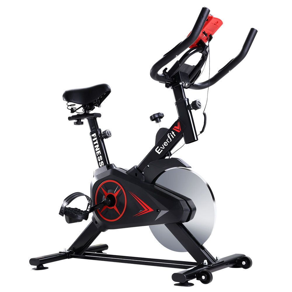 Spin Exercise Bike Flywheel Fitness Commercial Home Workout Gym Phone Holder Black - Everfit