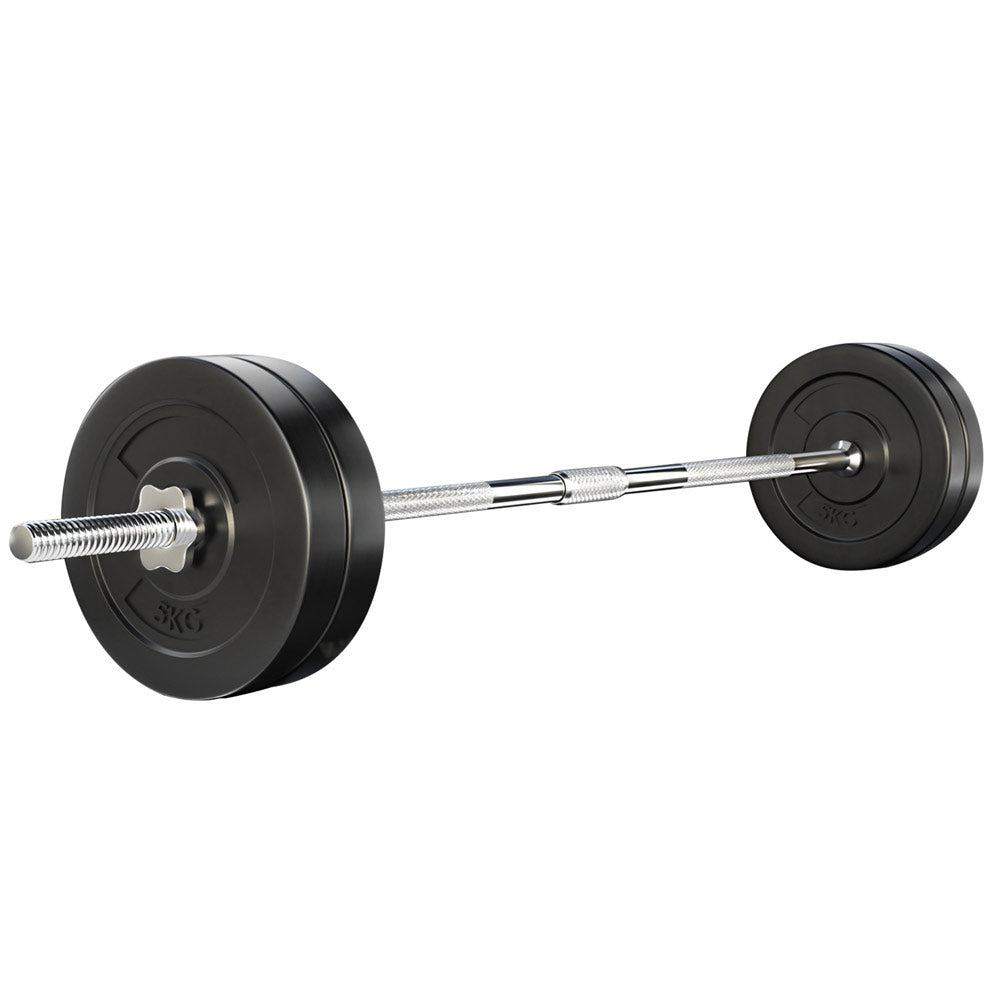 28KG Barbell Weight Set Plates Bar Bench Press Fitness Exercise Home Gym 168cm - Everfit
