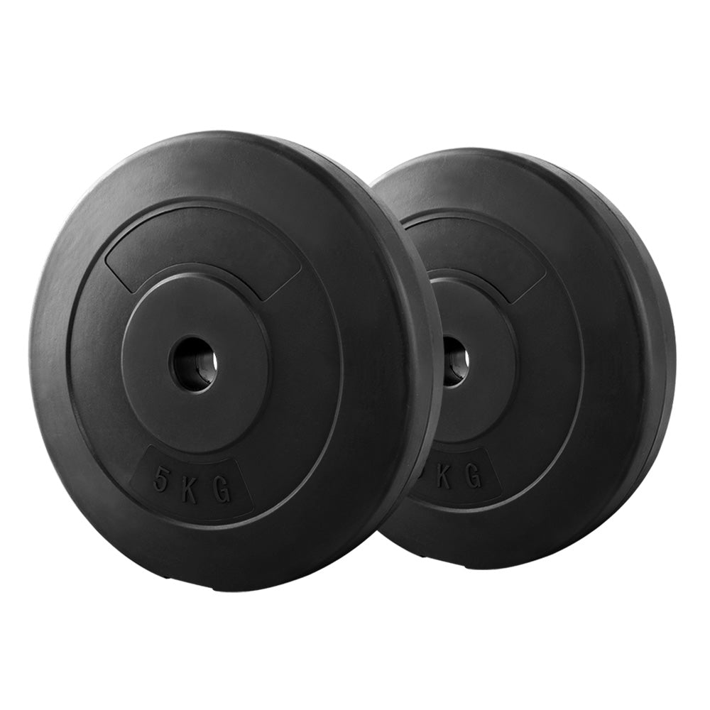 2 x 5KG Barbell Weight Plates Standard Home Gym Press Fitness Exercise Rubber - Everfit