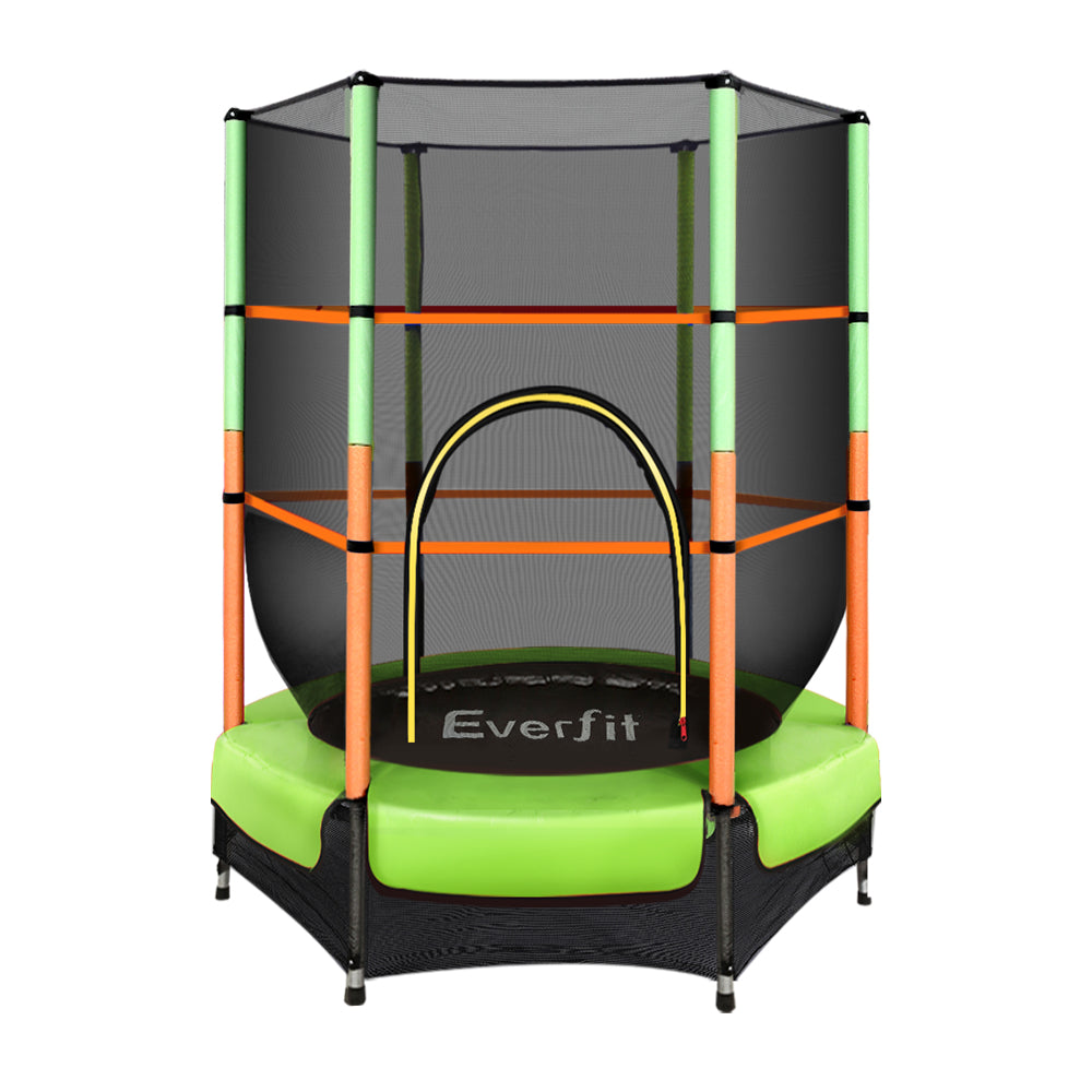 Everfit Trampoline 4.5FT Kids Trampolines Cover Safety Net Pad Ladder Gift Green - Everfit