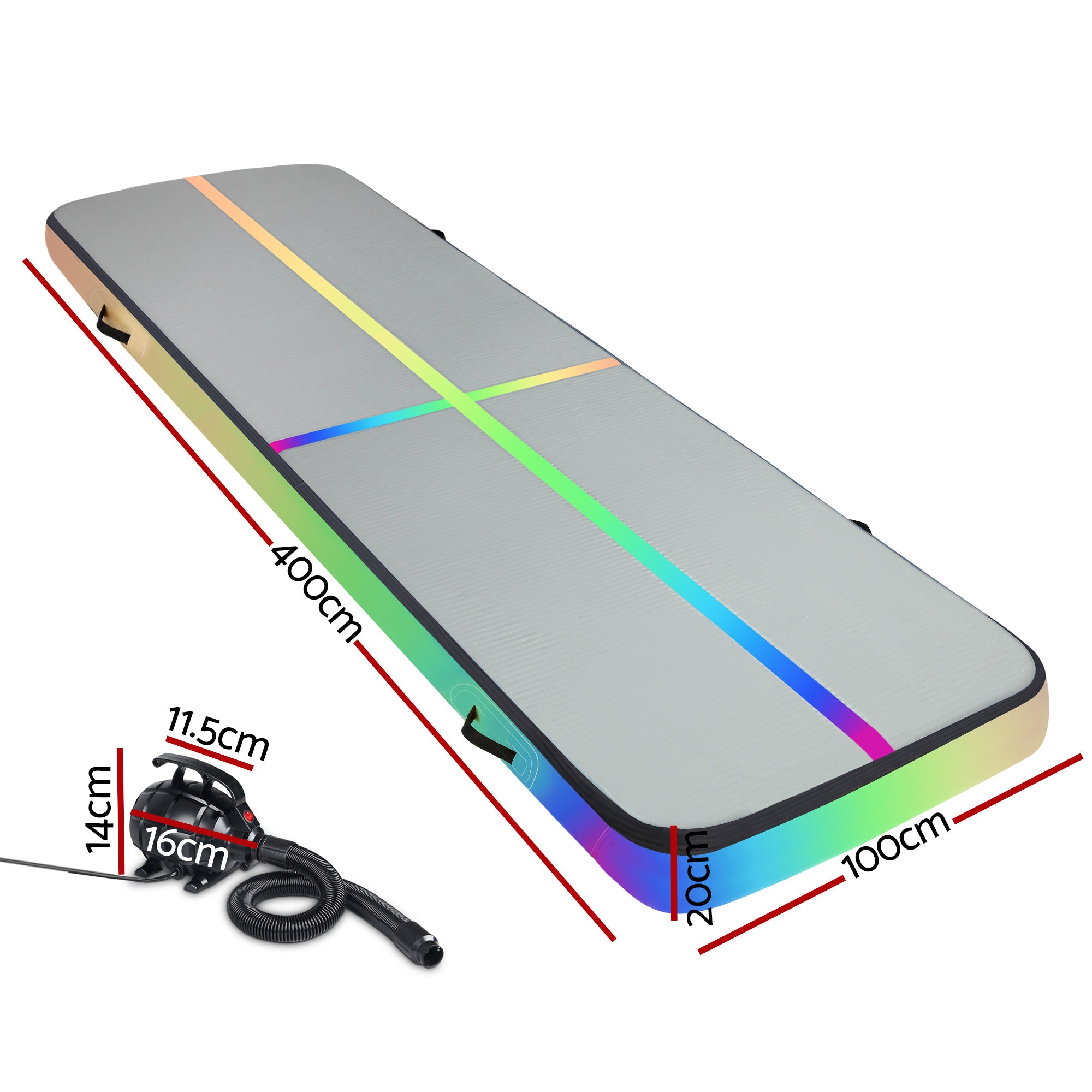 Everfit 4M Air Track Gymnastics Tumbling Exercise Mat Inflatable Mats 20CM Thick + Pump