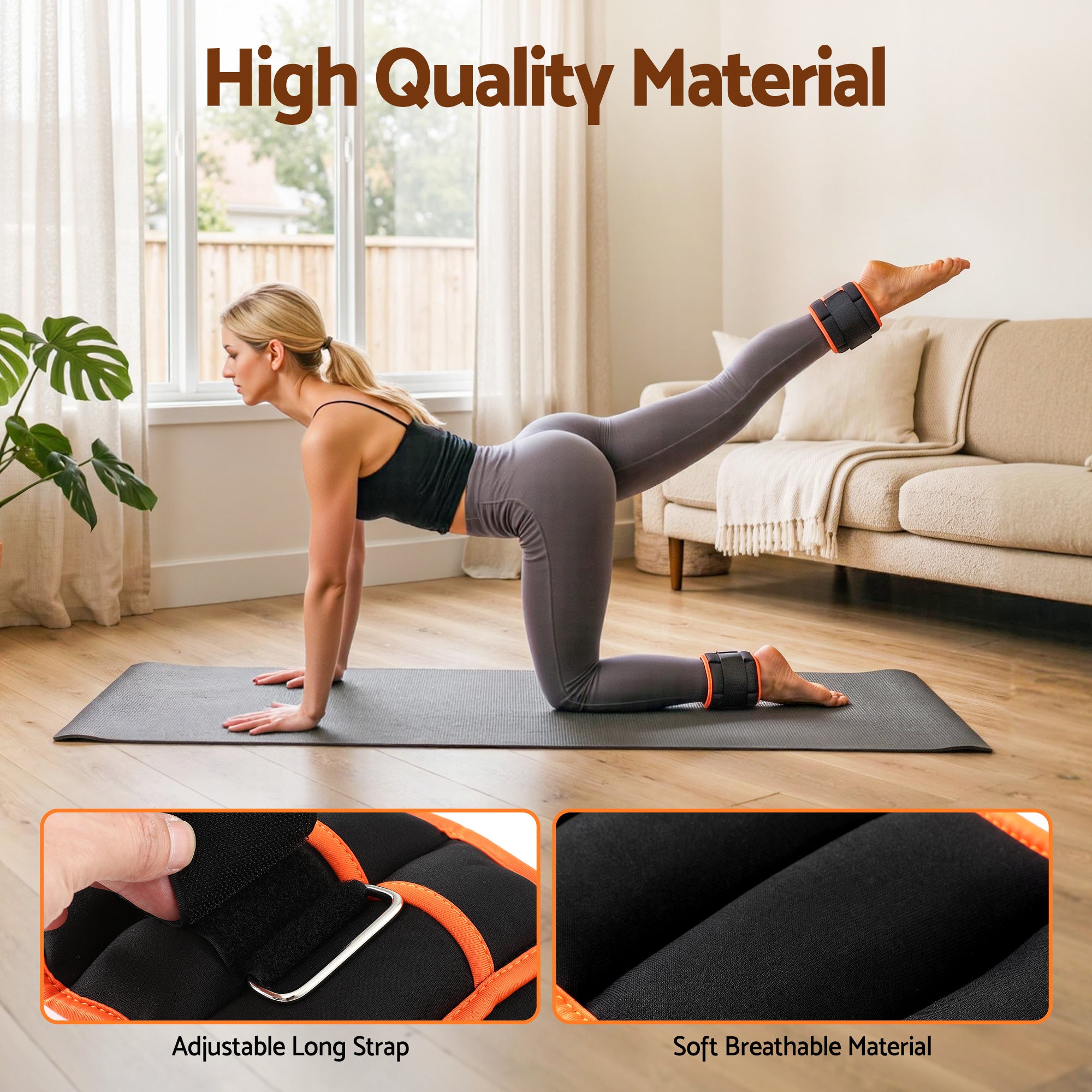 Everfit Adjustable Ankle Weights, 1 Pair (0.9-4.55Kg) Removable Sandbags for Women & Men,  Wrist Weights & Leg Weights for Home Gym, Pilates, Walking, Strength Training