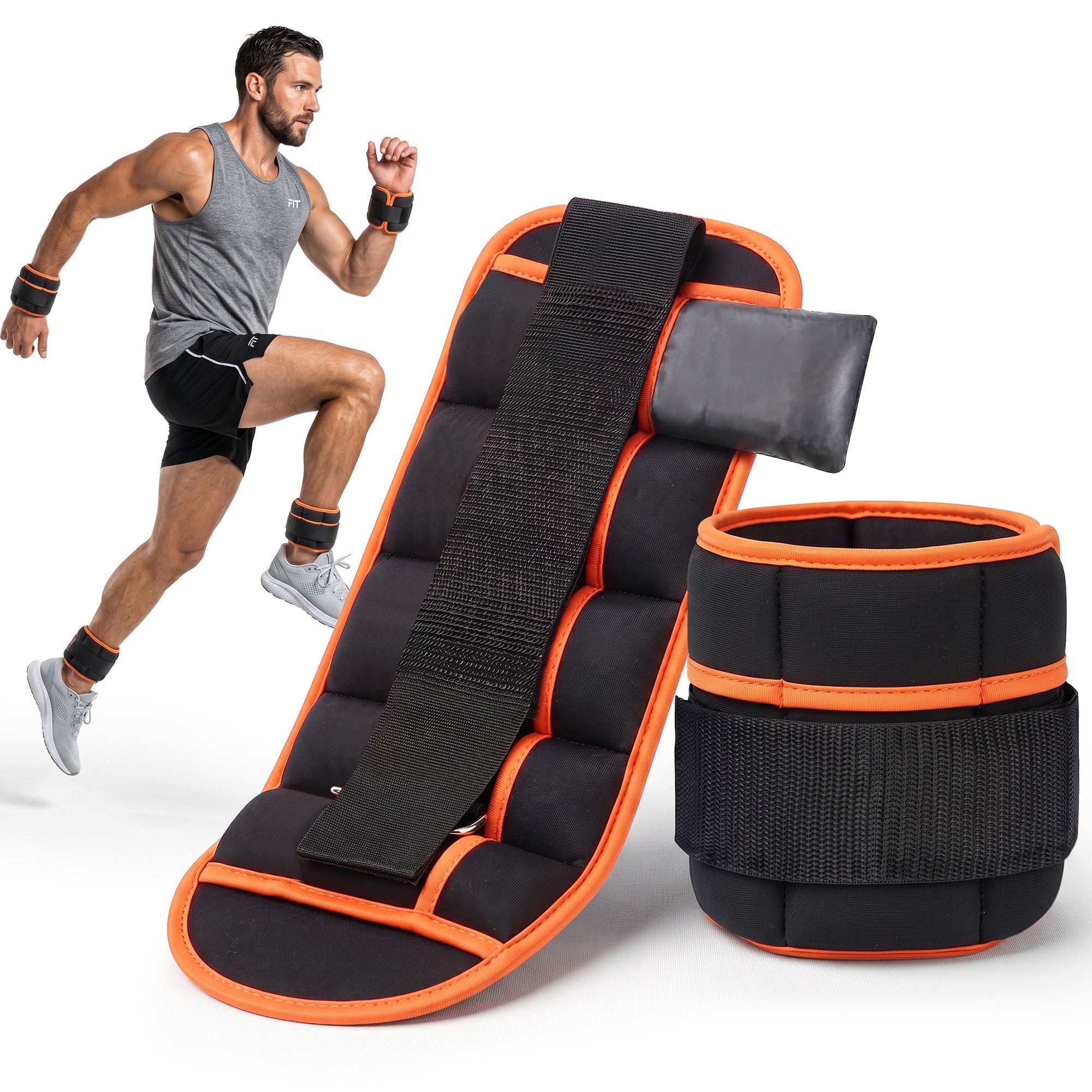 Everfit Adjustable Ankle Weights, 1 Pair (0.9-4.55Kg) Removable Sandbags for Women & Men,  Wrist Weights & Leg Weights for Home Gym, Pilates, Walking, Strength Training