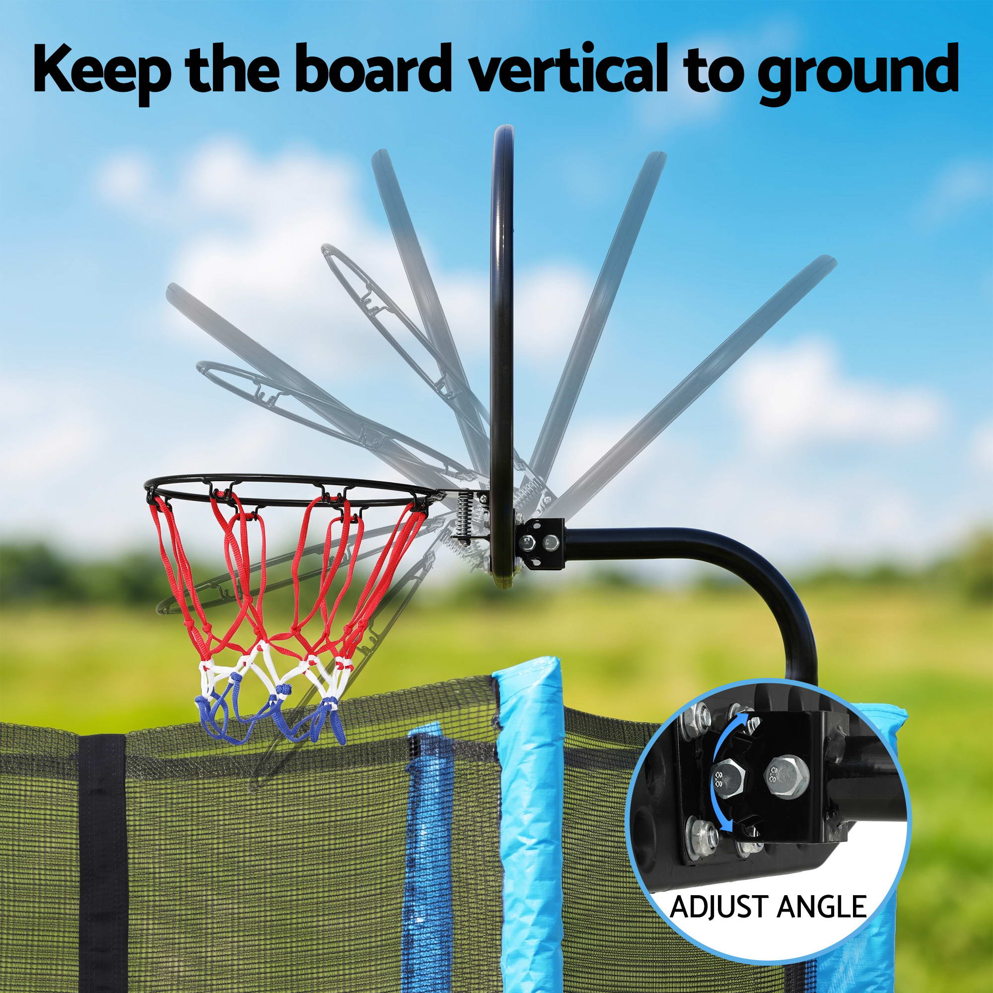 Everfit Kids Basketball Hoop with Ball and Pump Fit for Trampoline 25mm-32mm Poles Black