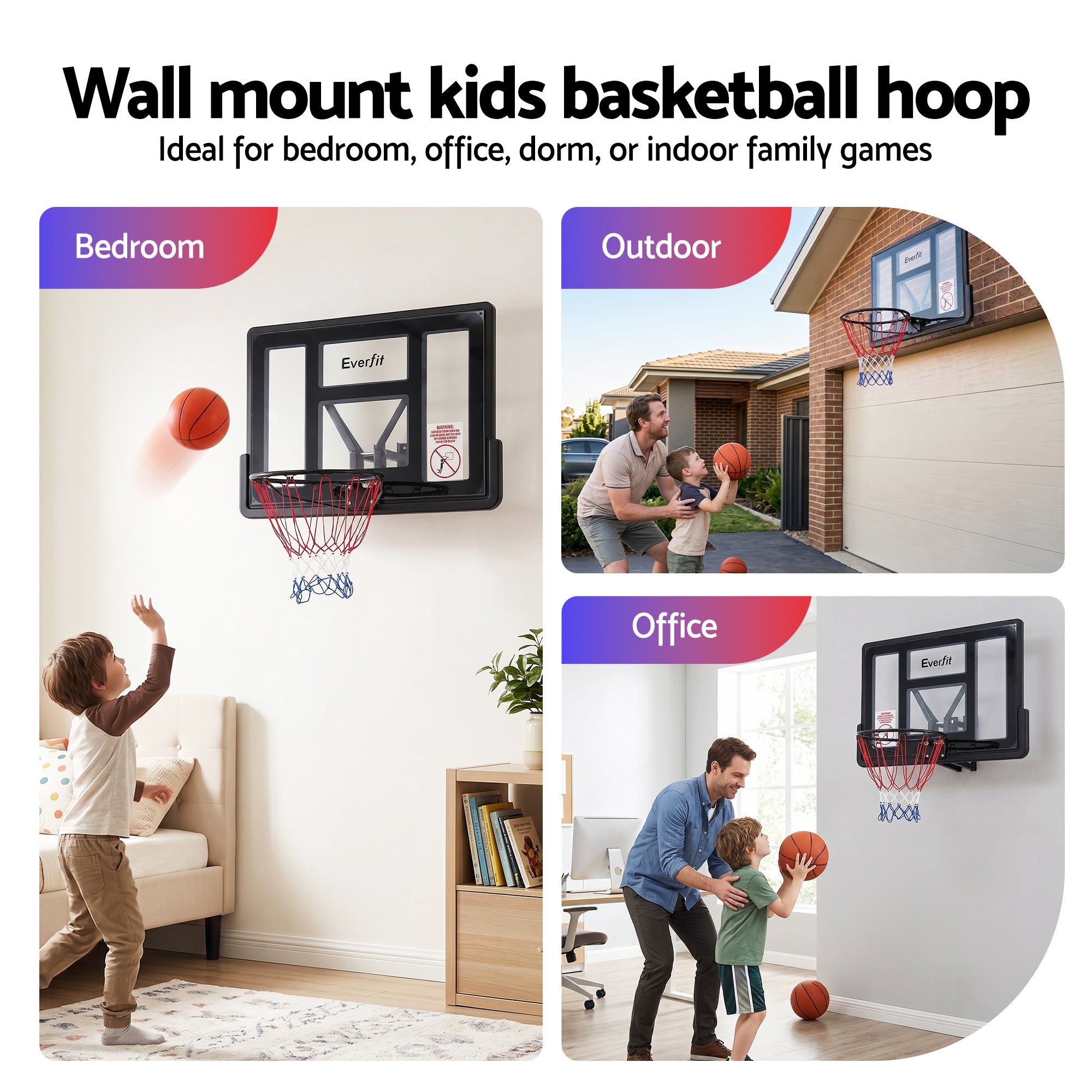 Everfit 43-Inch Wall Mount Kids Basketball Hoop Backboard Indoor Outdoor Sports