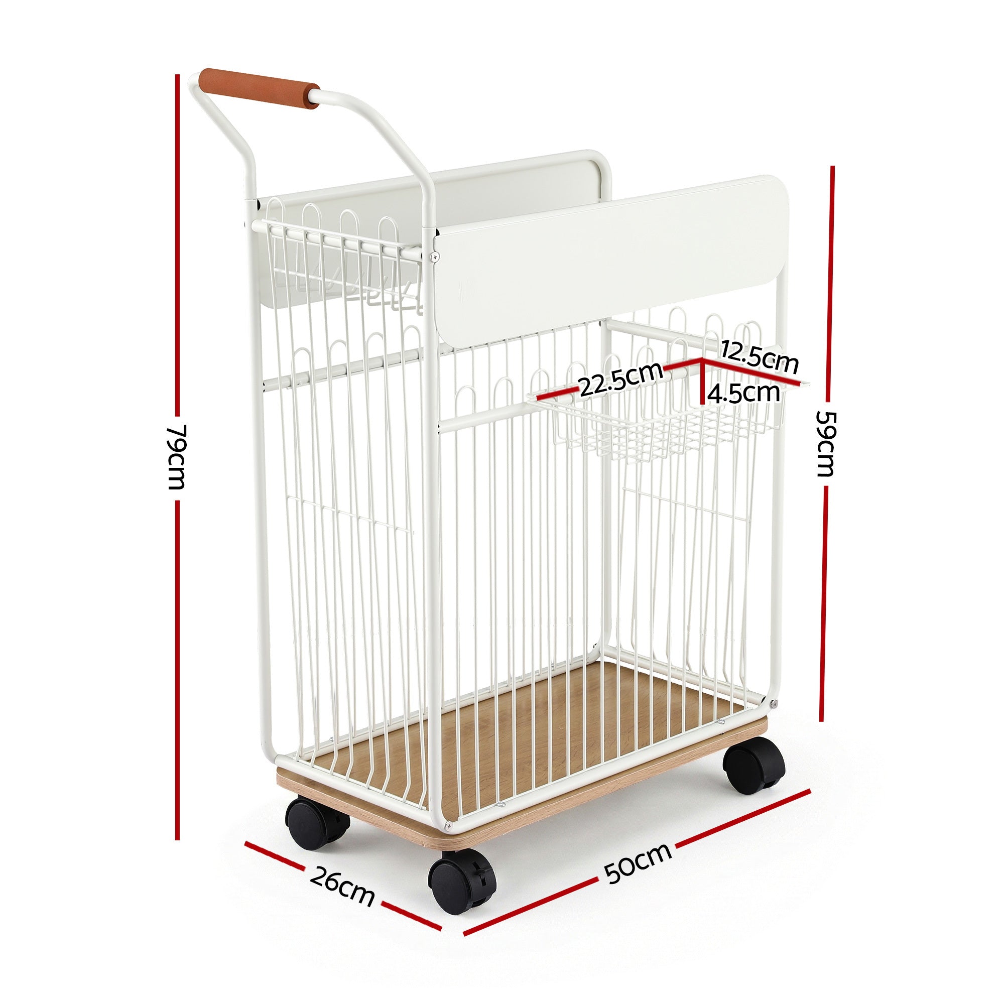 Everfit Yoga Mat Storage Rack Mobile Holder with Wheels Basket Home Gym Storage Organizer White