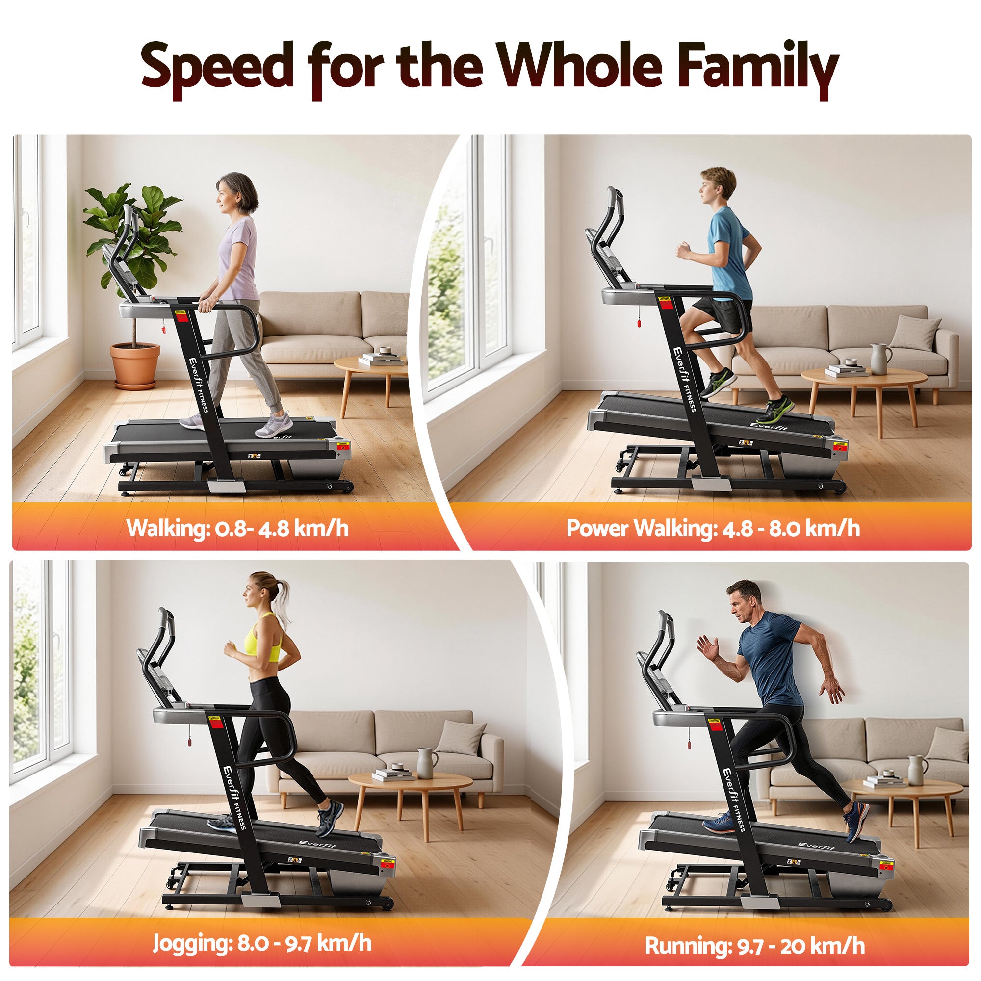 Everfit Treadmill Electric Incline Trainer Professional Home Gym Fitness Machine