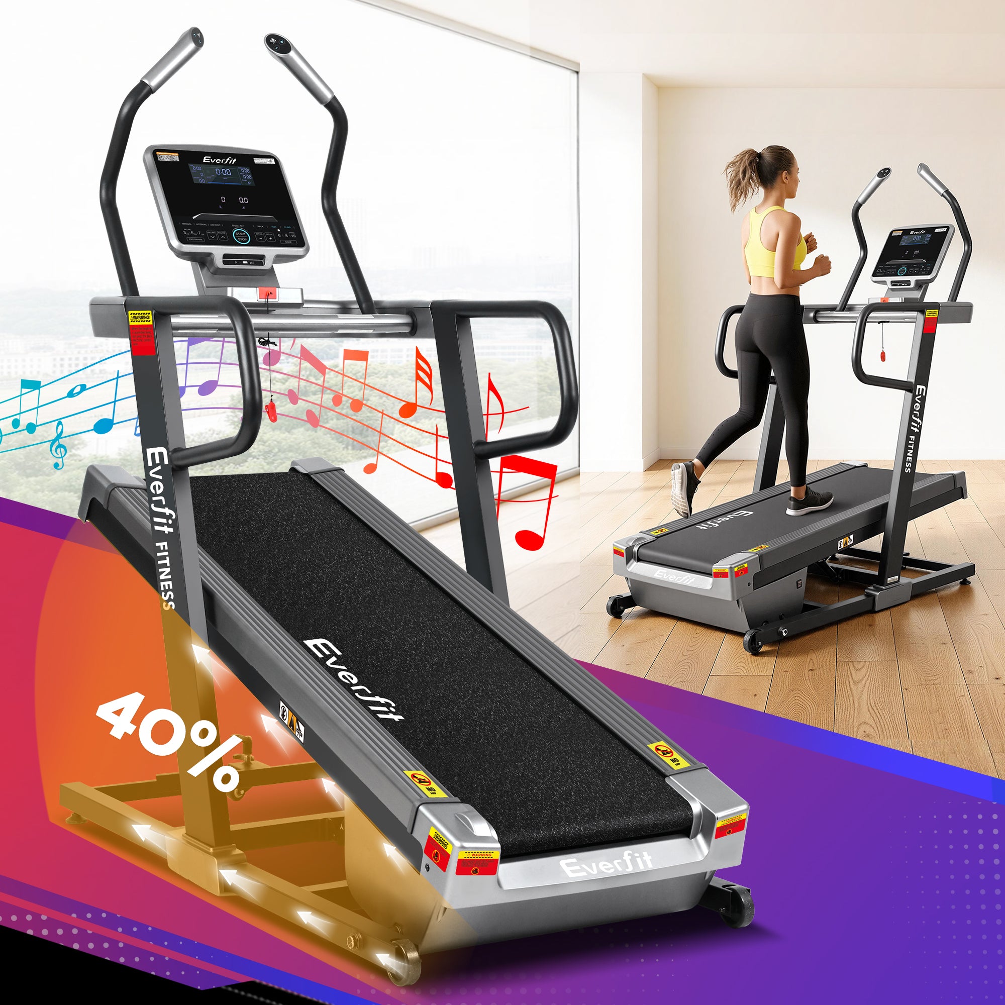 Everfit Electric Treadmill Auto Incline Trainer CM01 40 Level Incline Gym Exercise Running Machine Fitness - Everfit