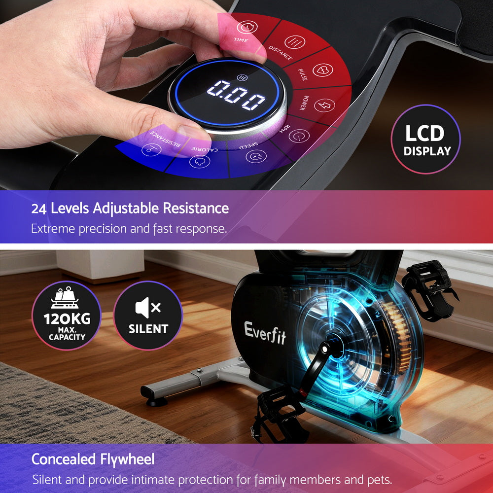 Everfit Exercise Bike Spin Bike Electromagnetic Smart Home Fitness 24-Level Resistance 120kg Bluetooth