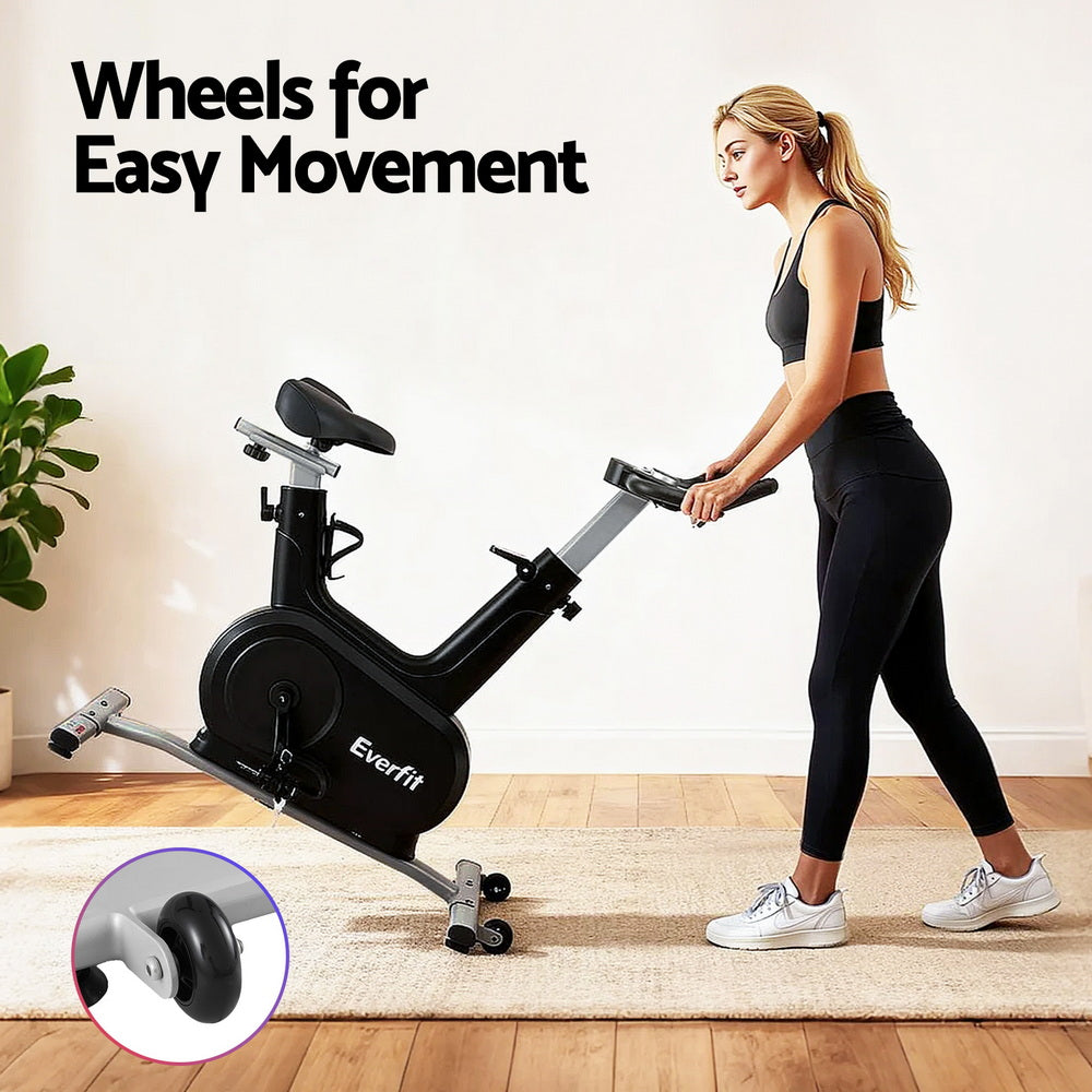Everfit Exercise Bike Spin Bike Electromagnetic Smart Home Fitness 24-Level Resistance 120kg Bluetooth