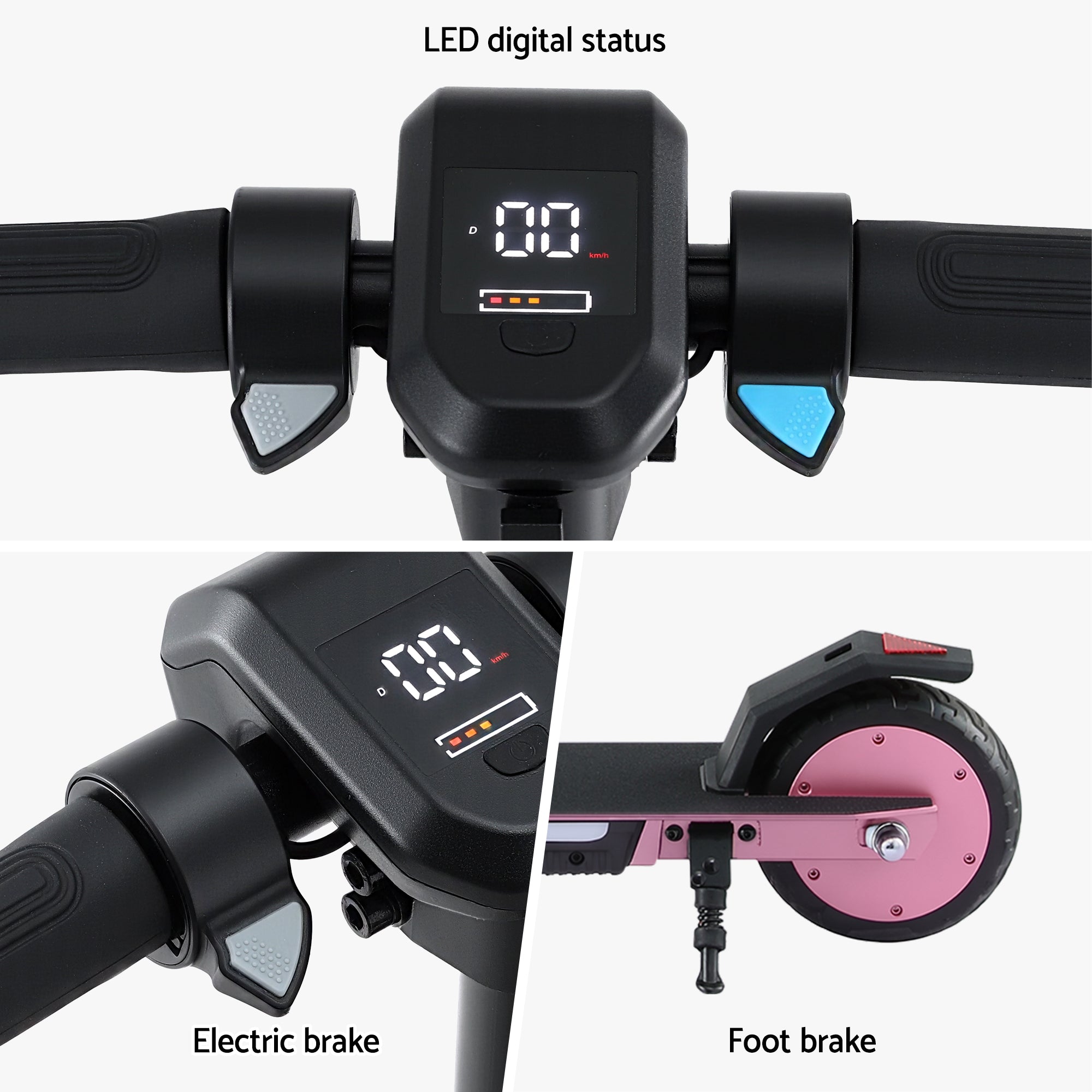 Electric Scooter 180W 18KM/H Adjustable Portable Foldable Height Riding Commuter Teens Adults