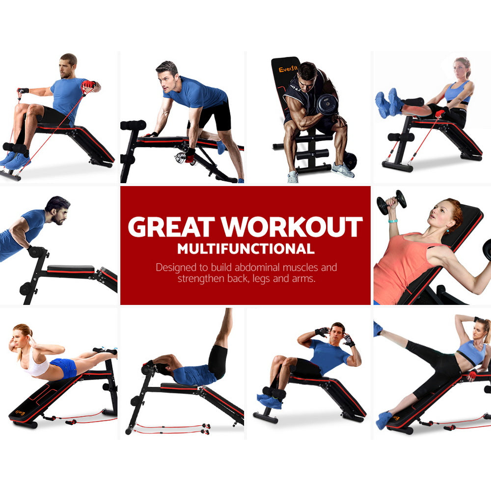 Everfit Weight Bench Adjustable FID Bench Press Home Gym 150kg Capacity