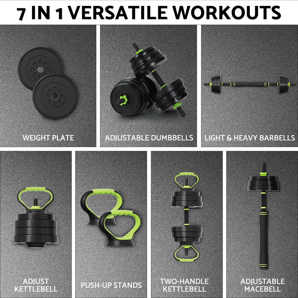 Everfit 25kg Adjustable Dumbbells Set Kettle Bell Weight Plates Barbells Gym