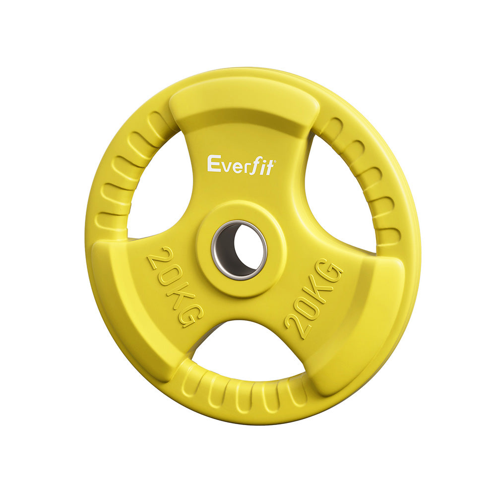 Everfit Weight Plates Standard 20kg Dumbbell Barbell Plate Weight Lifting Home Gym Yellow