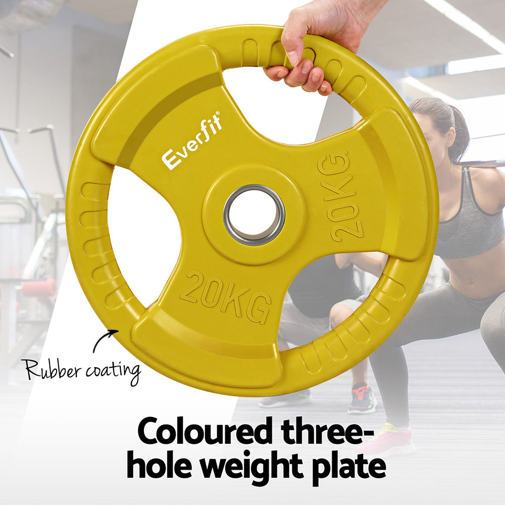 Everfit Weight Plates Standard 20kg Dumbbell Barbell Plate Weight Lifting Home Gym Yellow