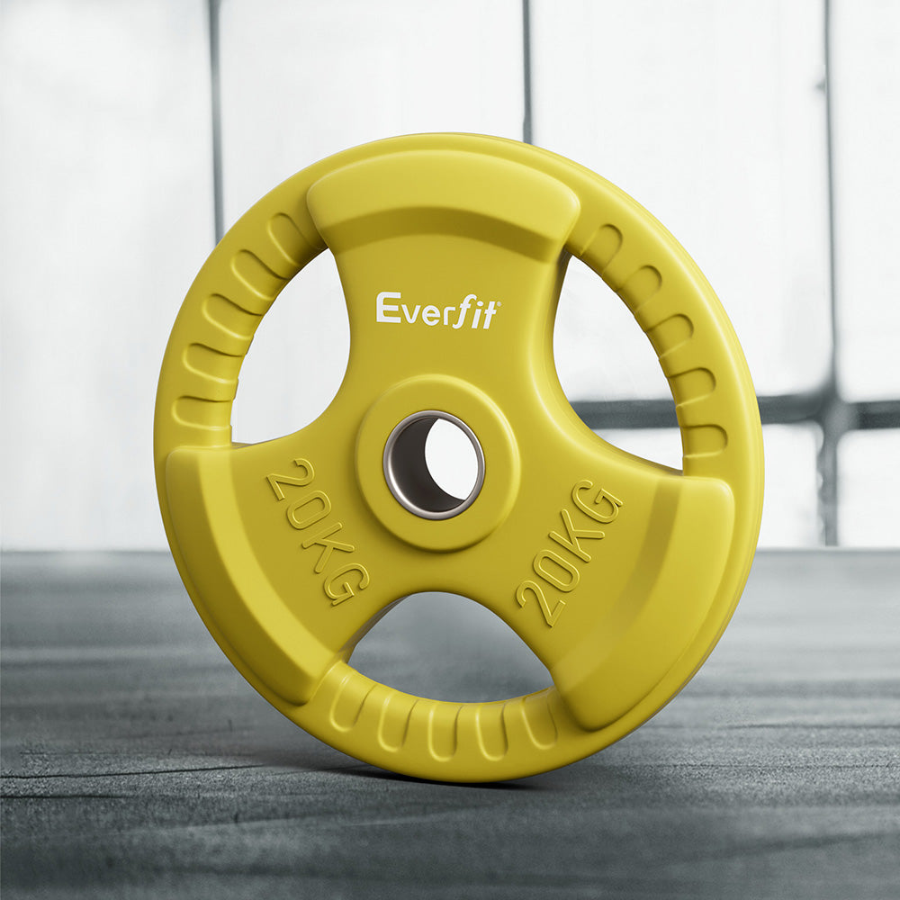 Everfit Weight Plates Standard 20kg Dumbbell Barbell Plate Weight Lifting Home Gym Yellow