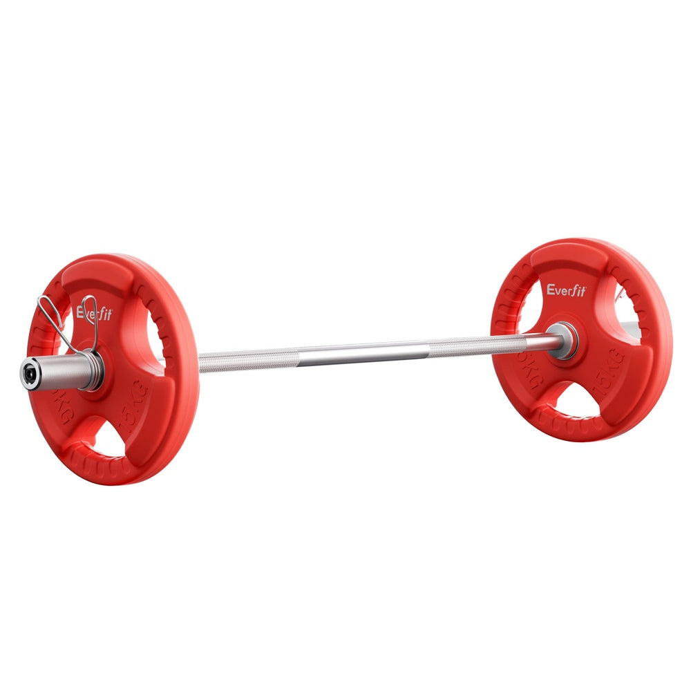 Everfit Barbells Set 36kg 120cm Dumbbell Barbell Plate Weight Lifting Home Gym Red Lifting