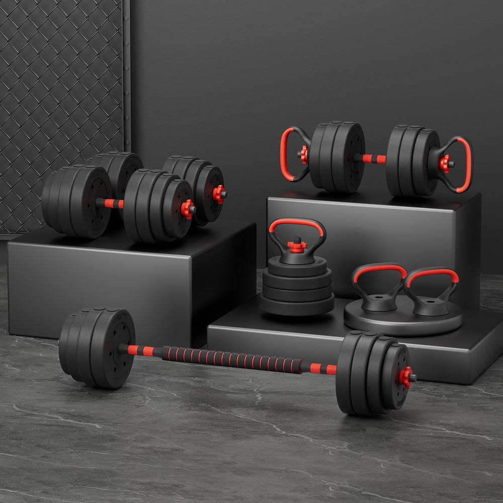 Everfit 40kg Adjustable Dumbbells Set Kettle Bell Weight Plates Barbells Gym