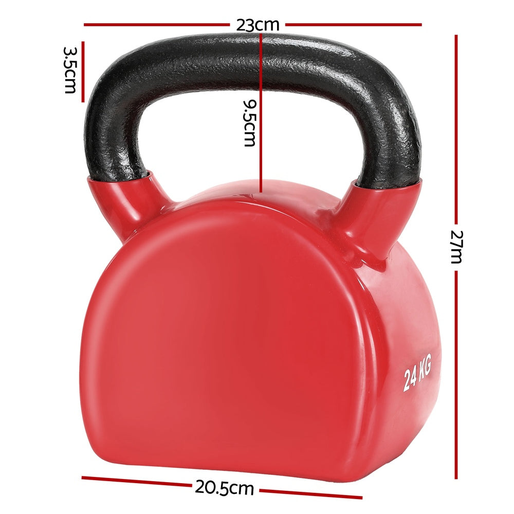 Everfit 24kg Kettlebell Set Weightlifting Bench Dumbbells Kettle Bell Gym Home