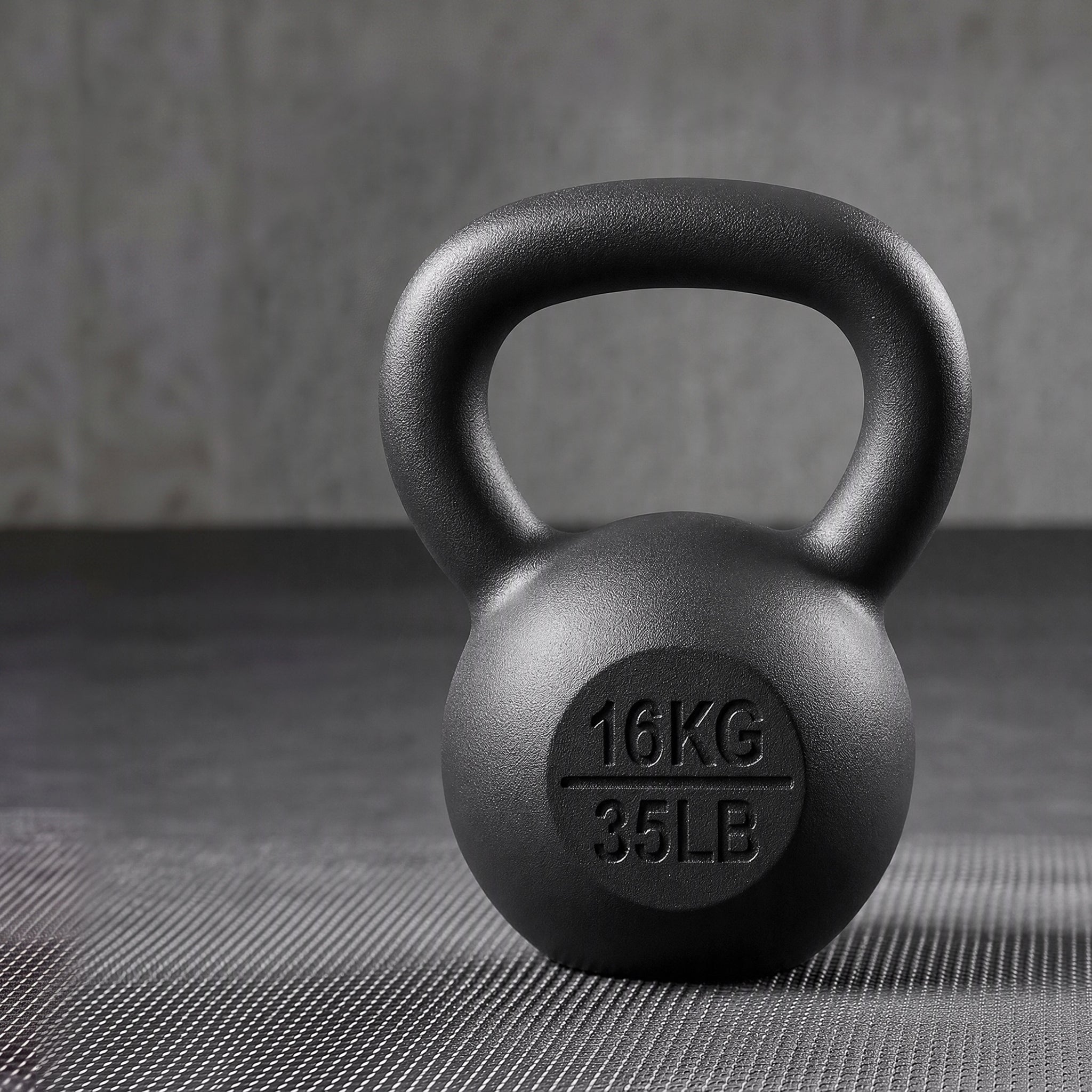 Everfit 16kg Cast Iron Kettlebell Powder Coating Flat Bottom Home Gym