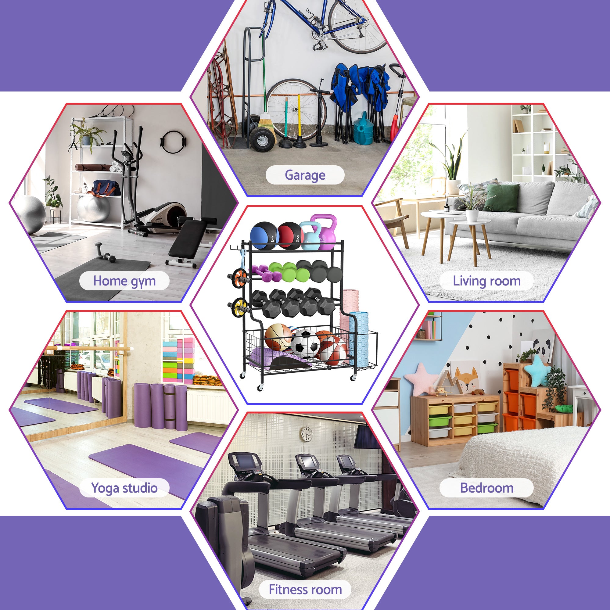 Everfit Dumbbell Rack Weight Rack for Dumbbells Home Gym Storage Black