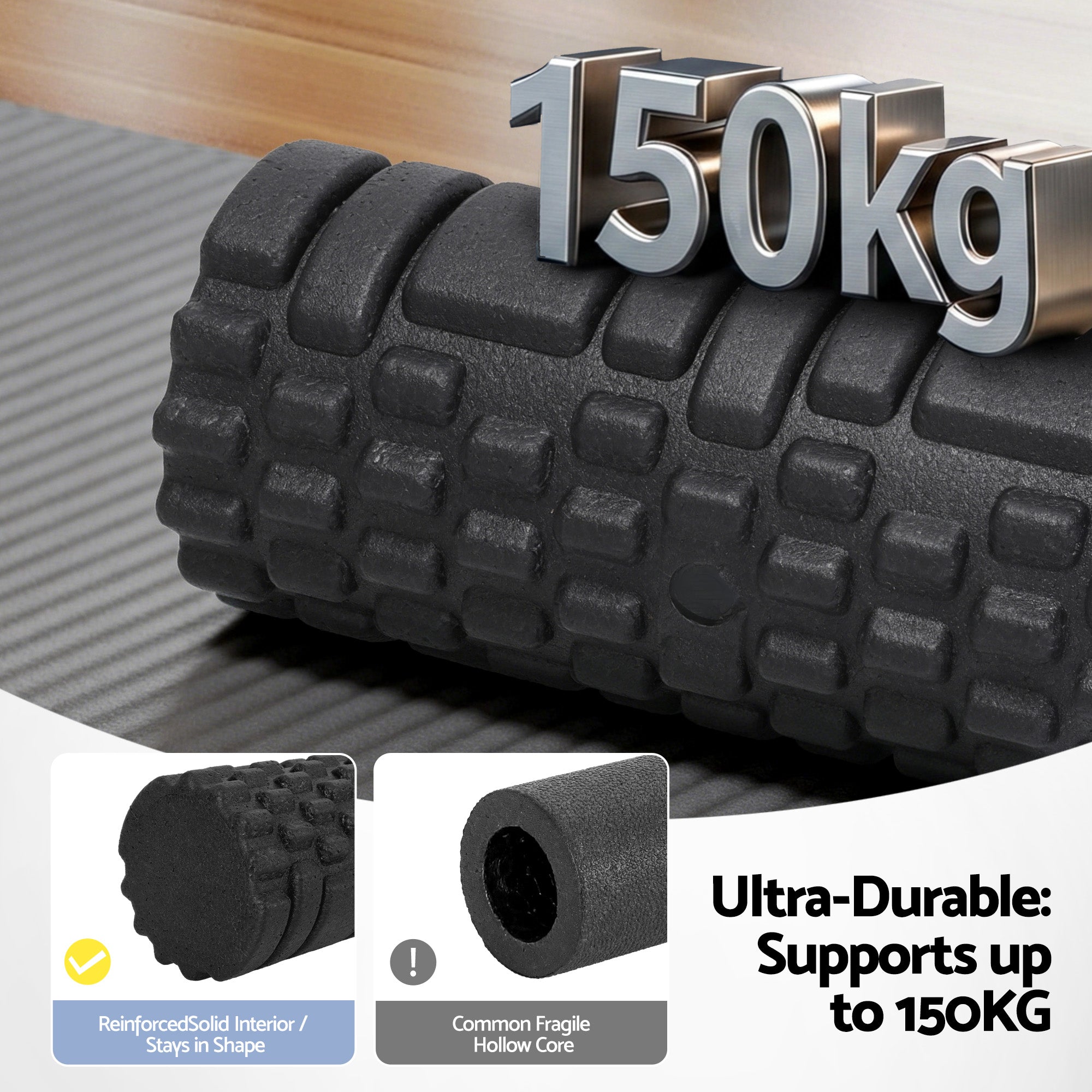 Everfit Foam Roller Set 4 in 1 Grid High Density Massager for Deep Tissue Trigger Point Myofascial Release Back Pain Muscle Recovery Gym Home Fitness Equipment with Storage Bag Supports 150kg