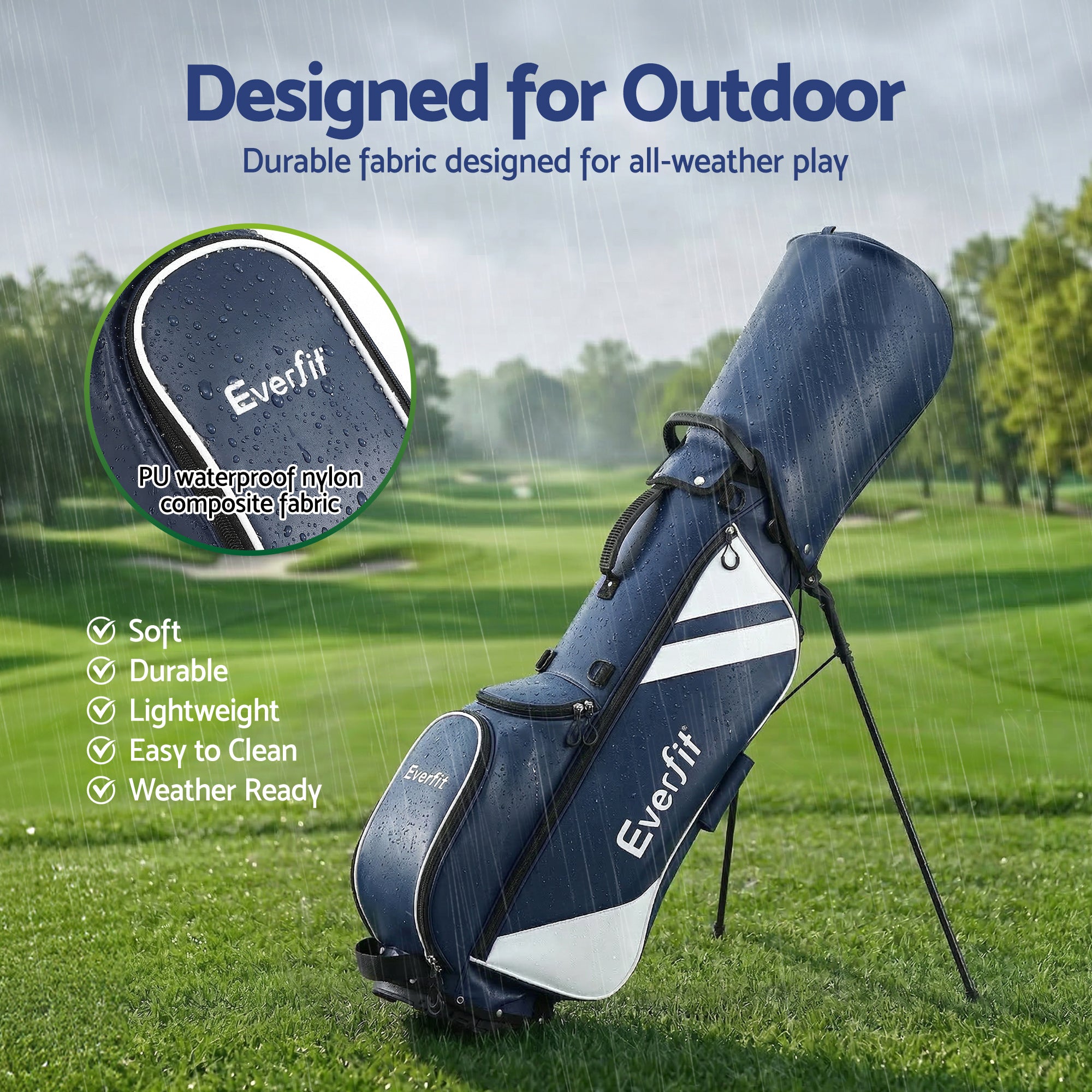 Everfit Golf Stand Bag Lightweight Carry Bag Dual Strap Club Divider Blue