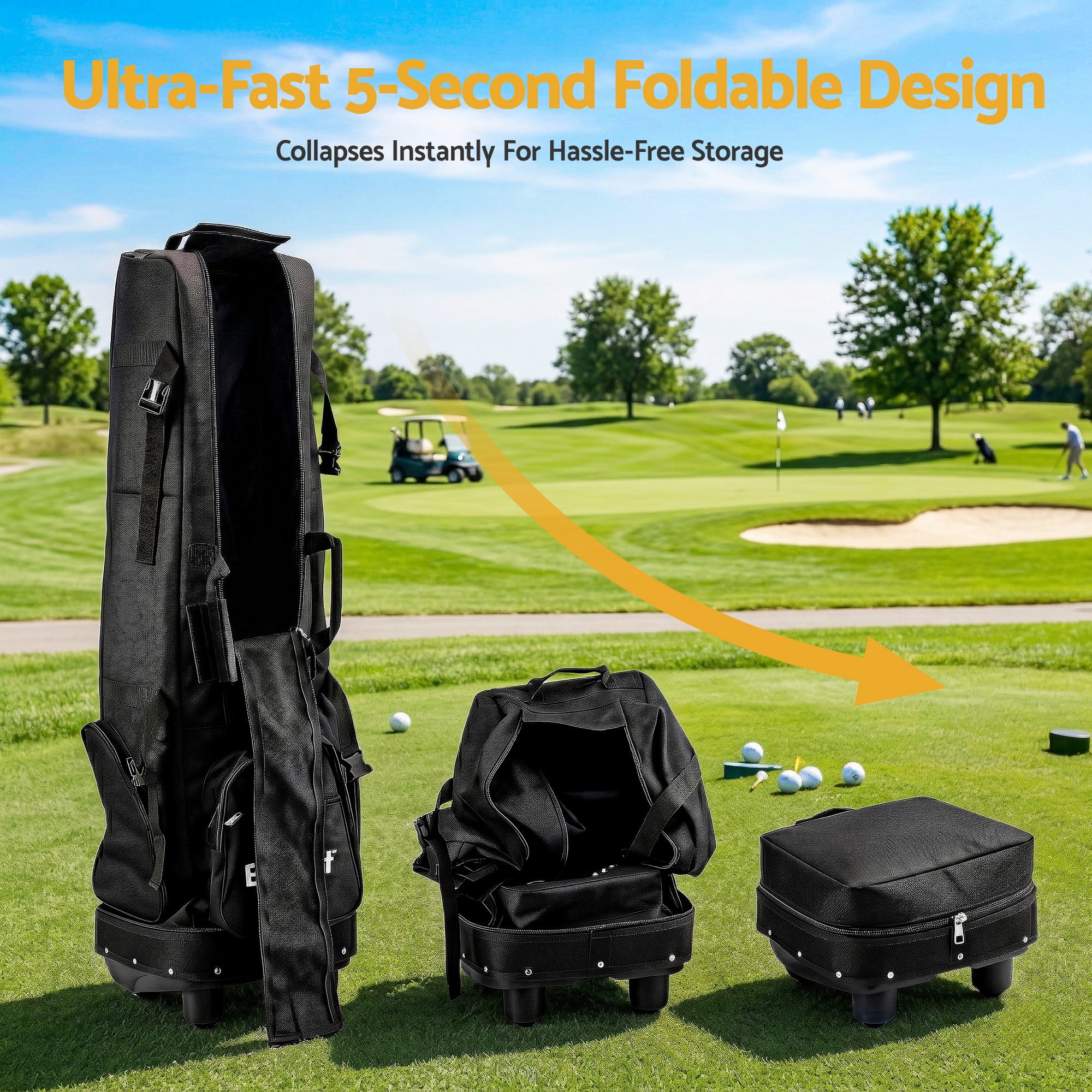 Everfit Golf Travel Bag Flight Cover Foldable Soft Case Wheels Black