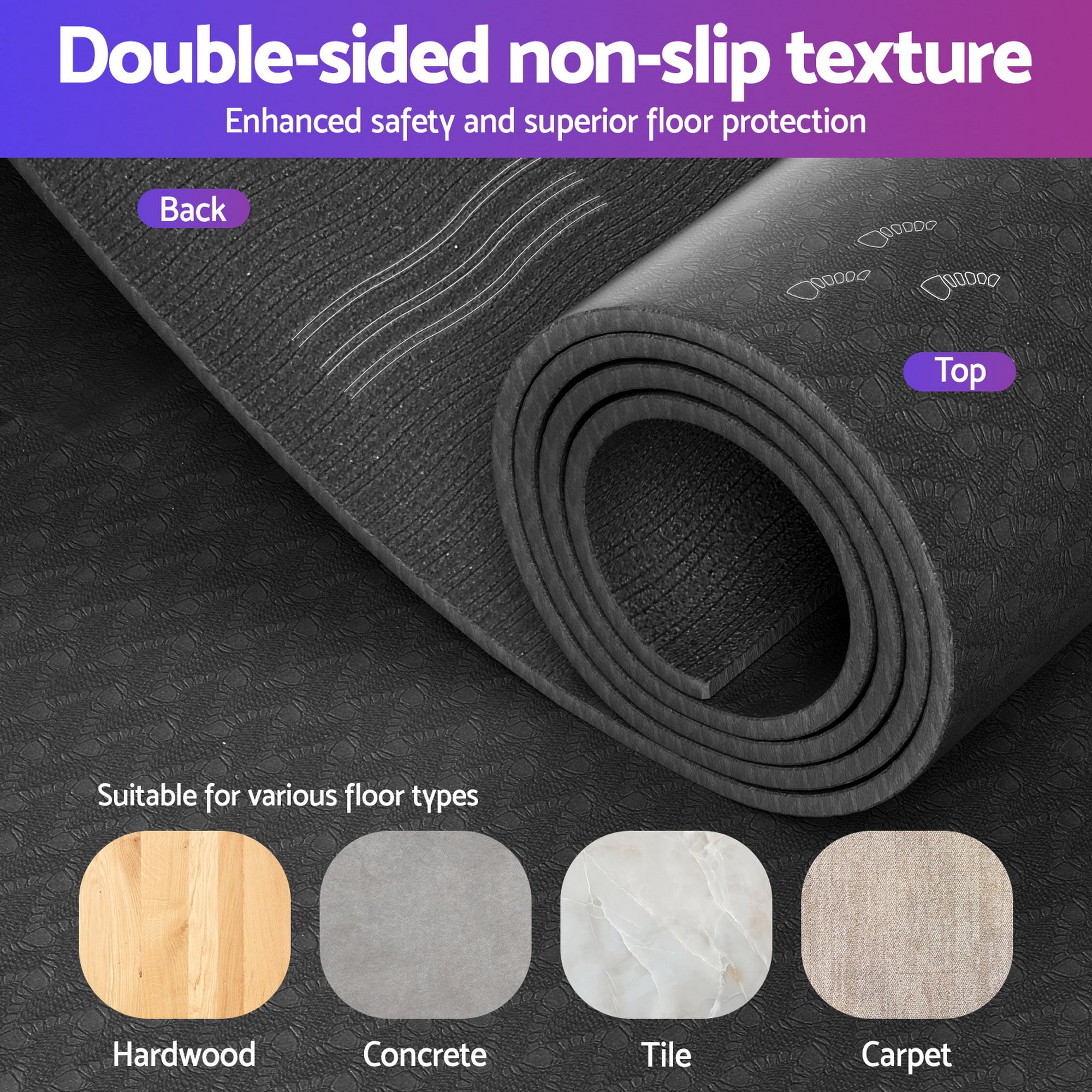 Everfit Exercise Equipment Mat Treadmill Floor Rug Home Gym Fitness Yoga 1.8M