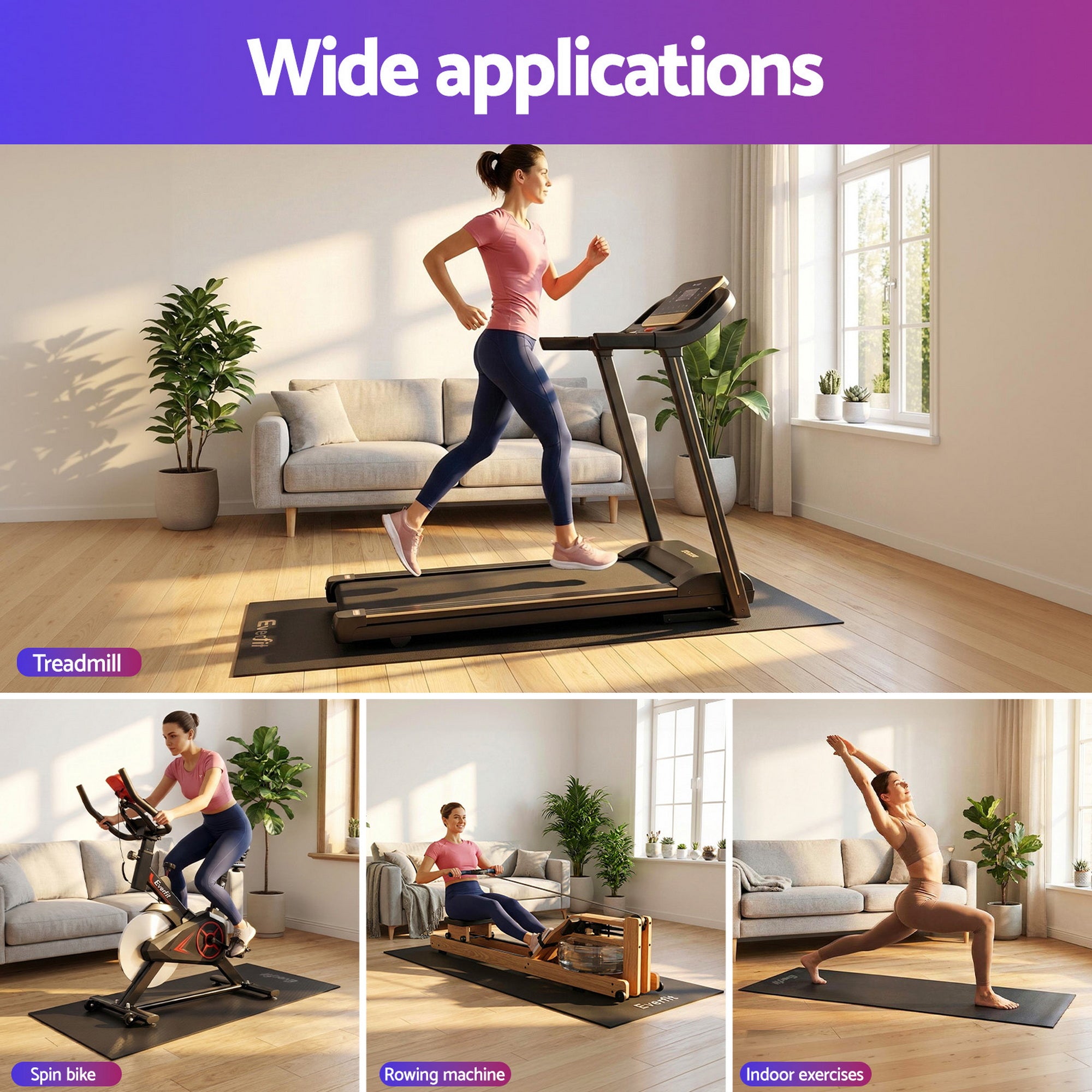 Everfit Exercise Equipment Mat Treadmill Floor Rug Home Gym Fitness Yo