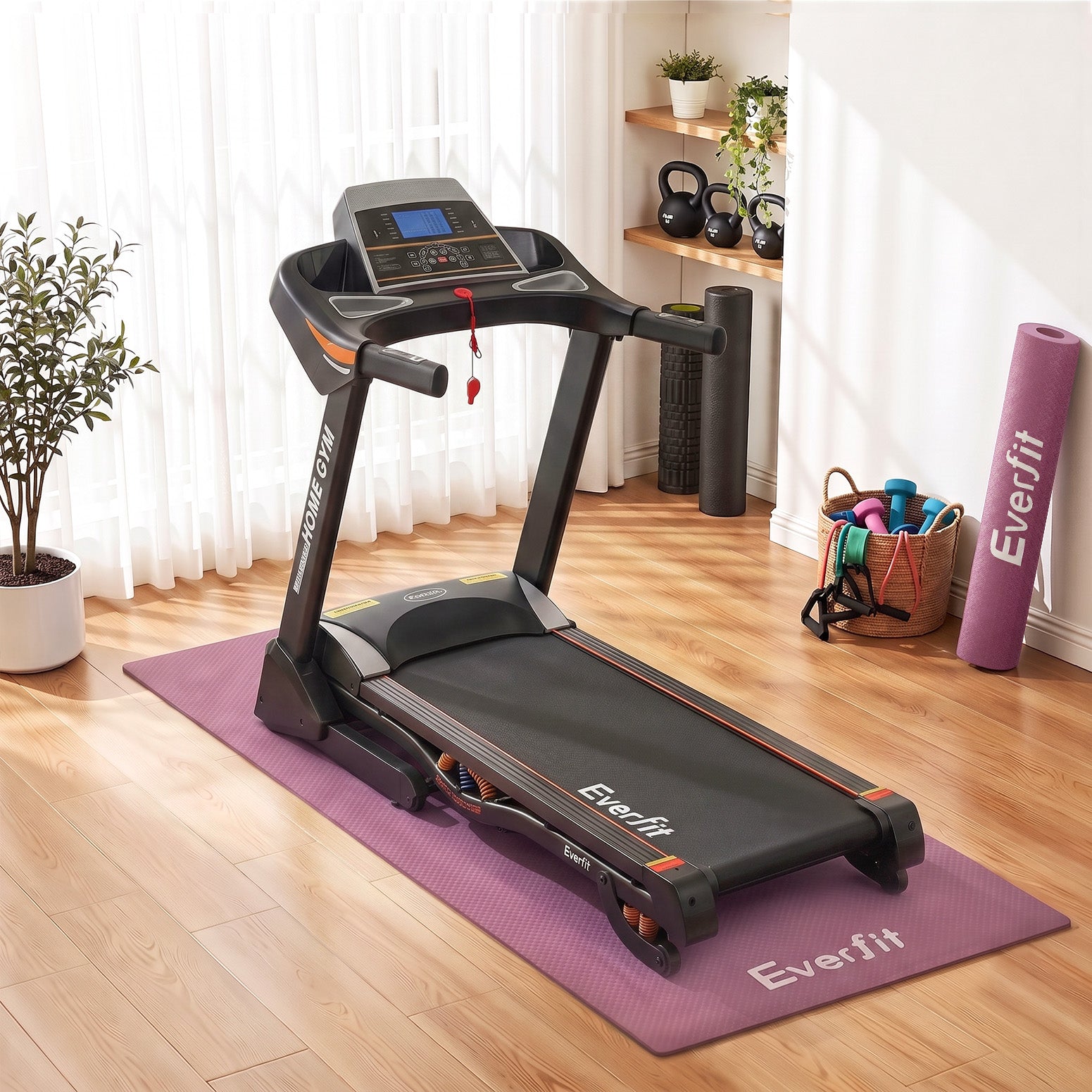 Everfit Exercise Equipment Mat 2M Treadmill Floor Rug Home Gym Fitness Purple