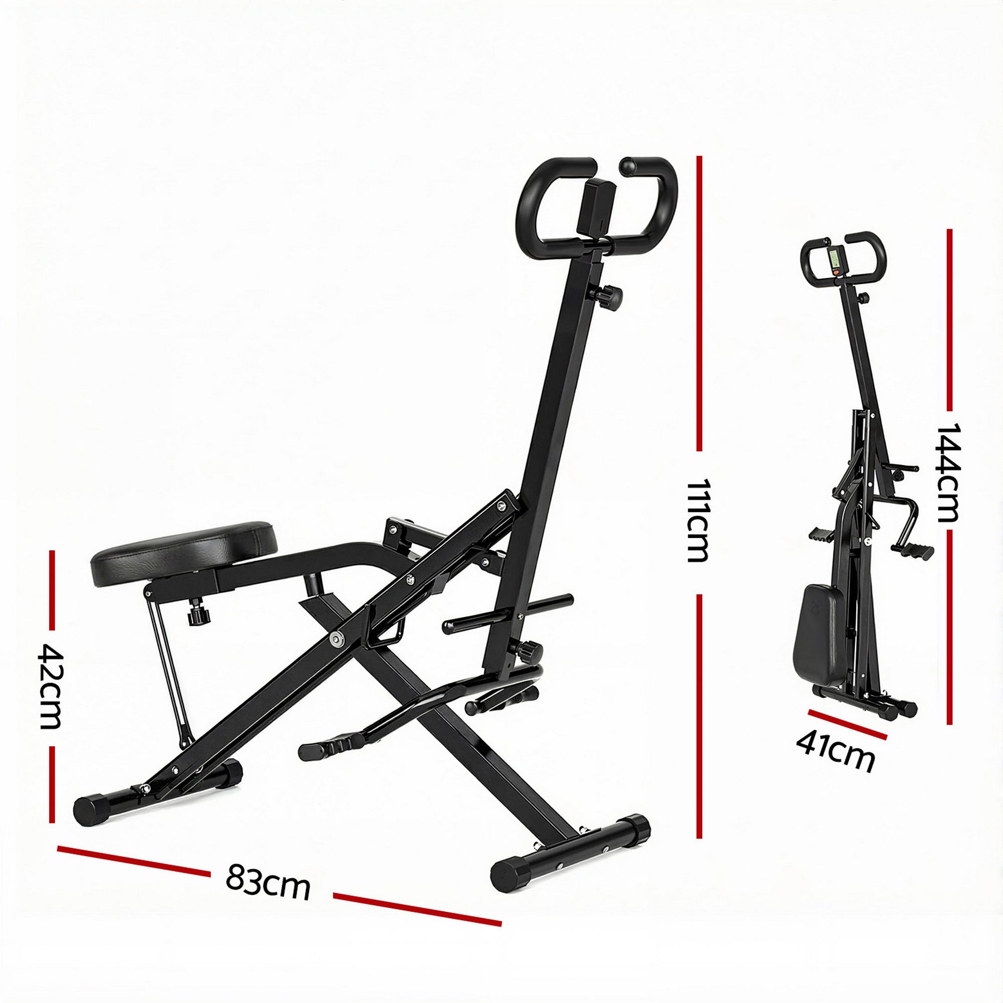 Everfit Foldable Squat Machine Deep Squat Rowing Machine 5 Adjustable Seat Home Gym