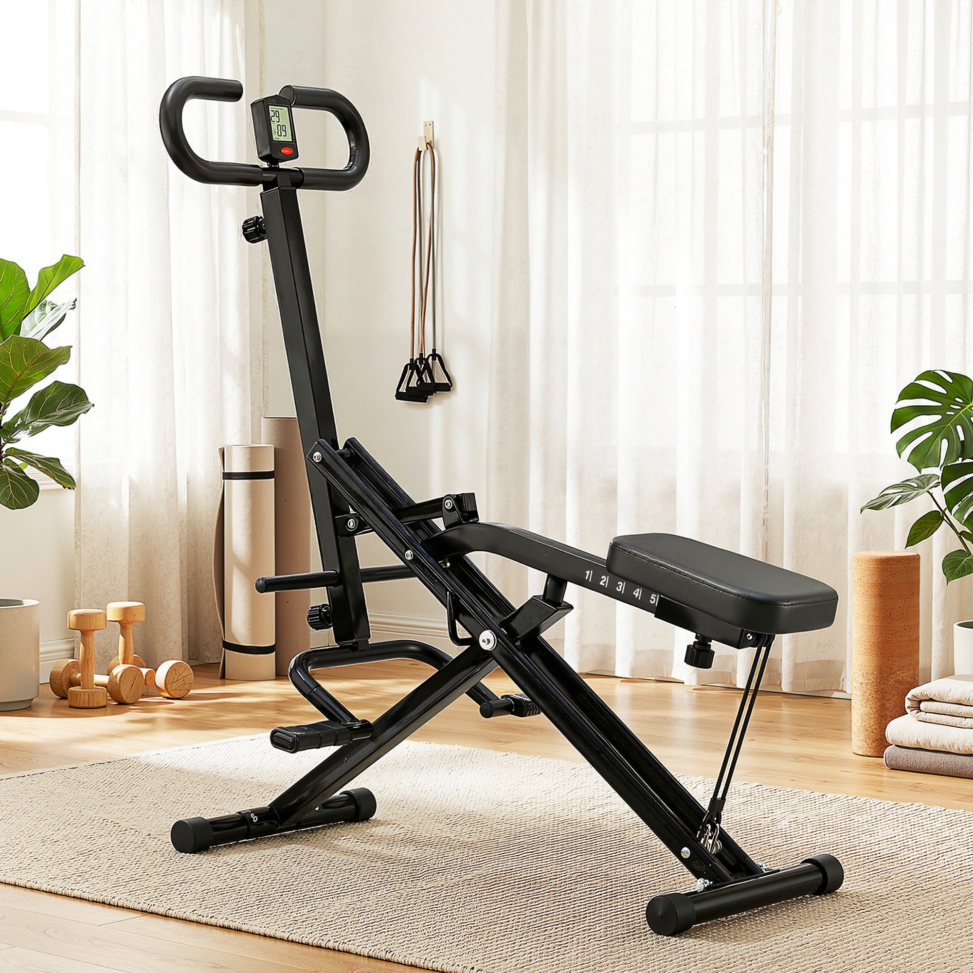 Everfit Foldable Squat Machine Deep Squat Rowing Machine 5 Adjustable Seat Home Gym