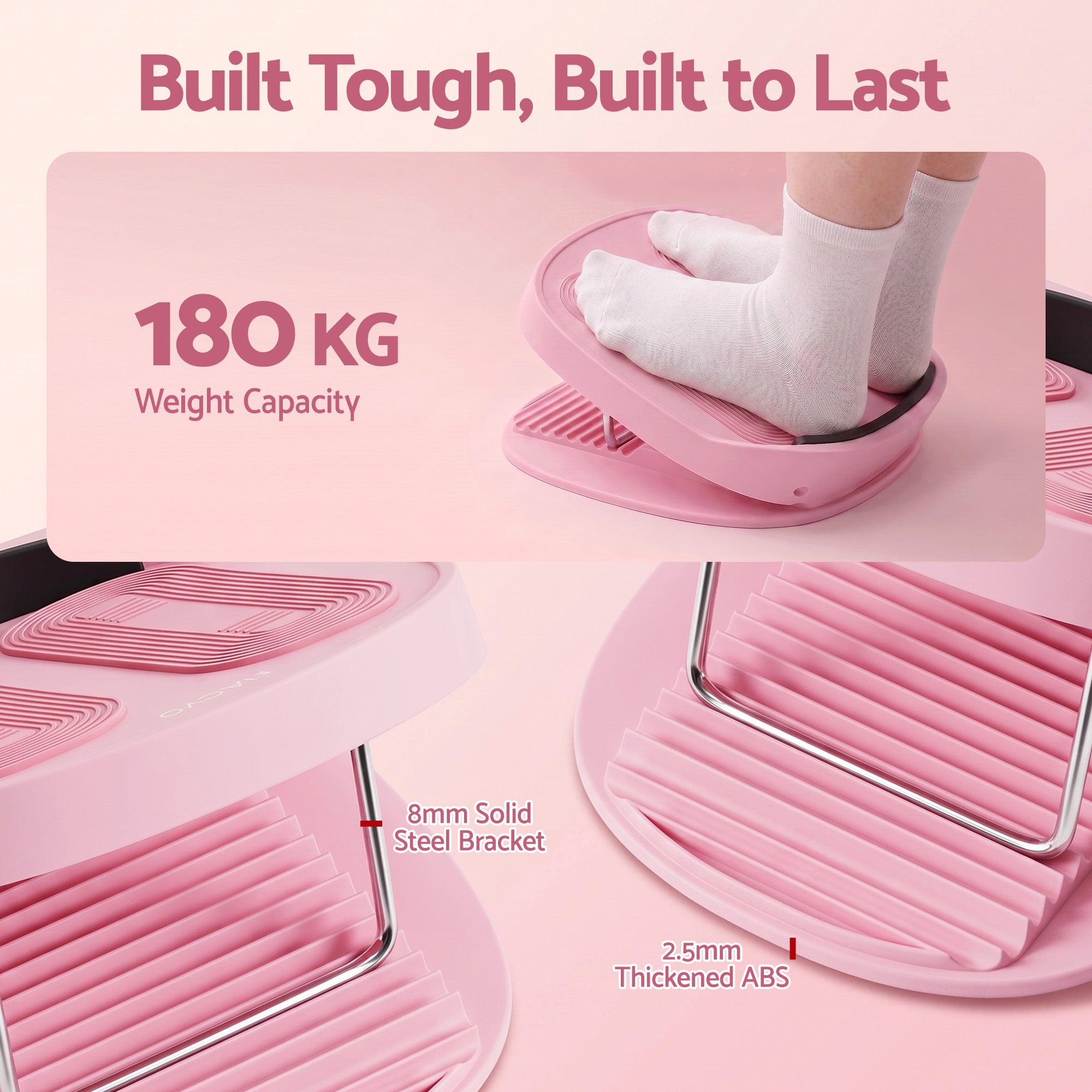 Everfit Slant Board, Balance Board, 14-Level Adjustable Incline Calf Stretcher for Stretching, Squats and Home Fitness Pink