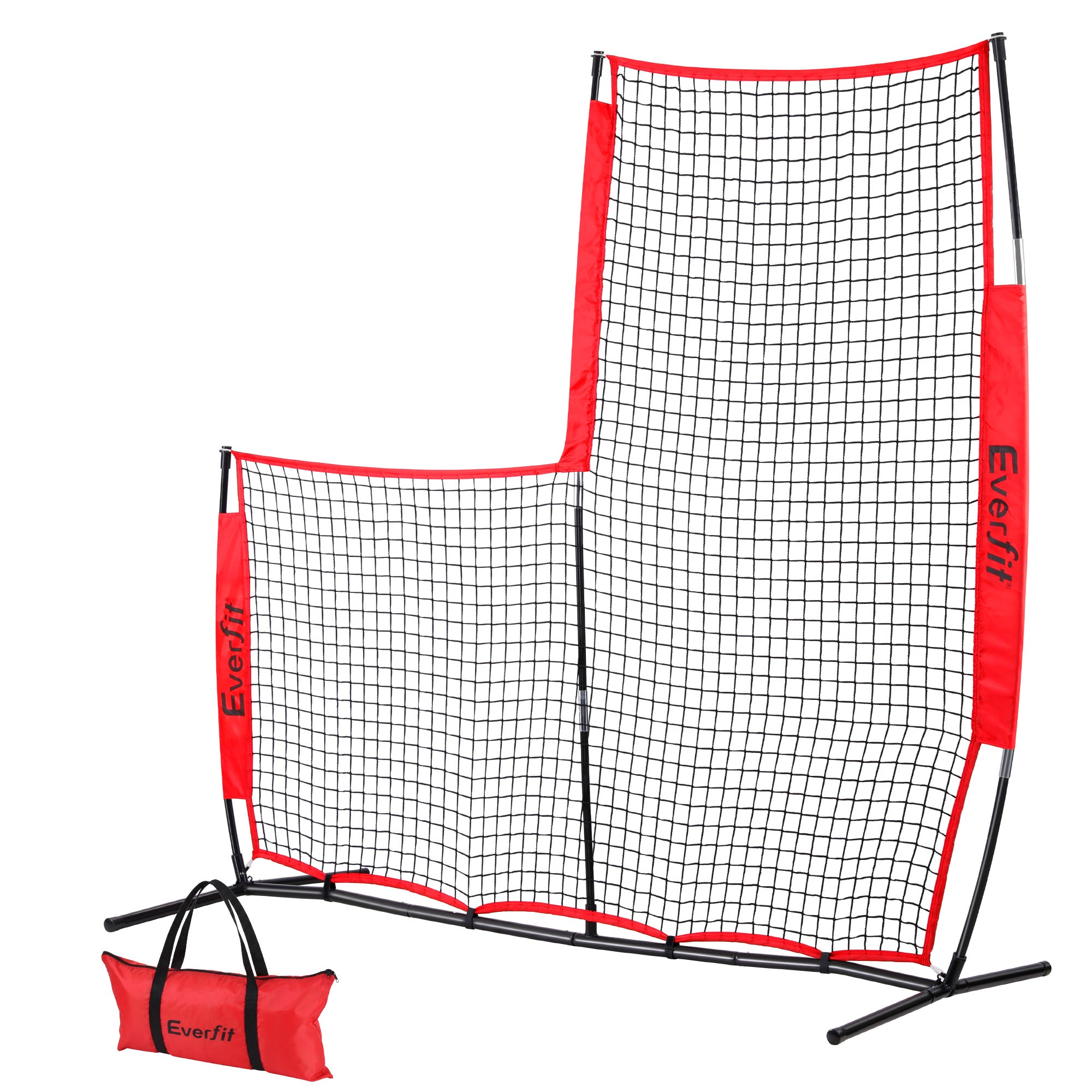 Everfit Baseball Pitching Net L Screen Softball Practice Portable Red