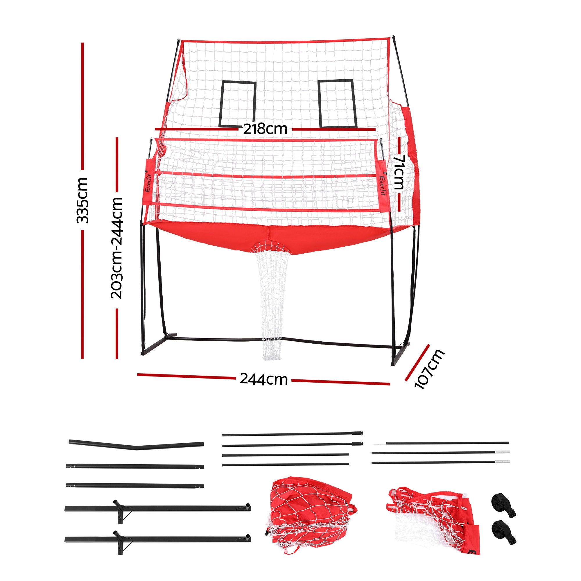 Everfit 8ft Volleyball Net Training Equipment Adjustable Height Portable with Ball and Bag