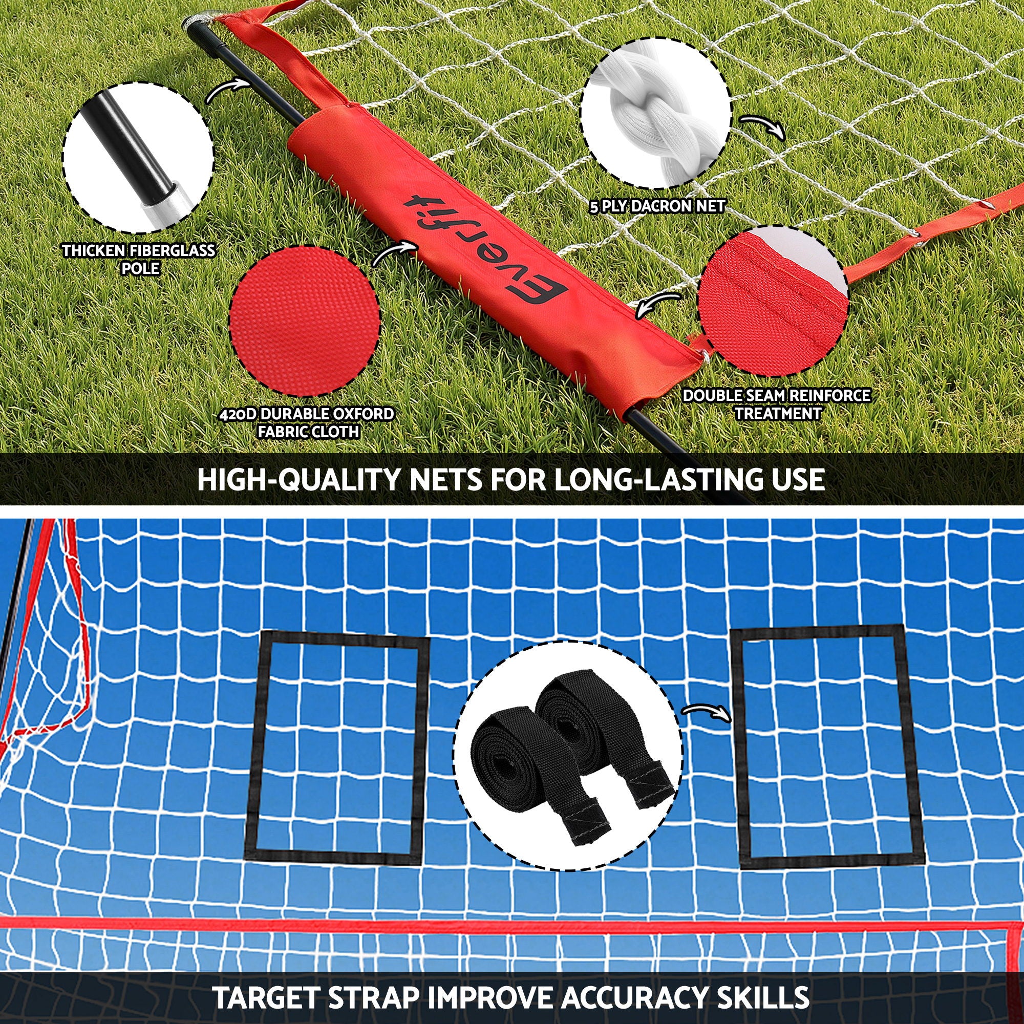 Everfit 8ft Volleyball Net Training Equipment Adjustable Height Portable with Ball and Bag