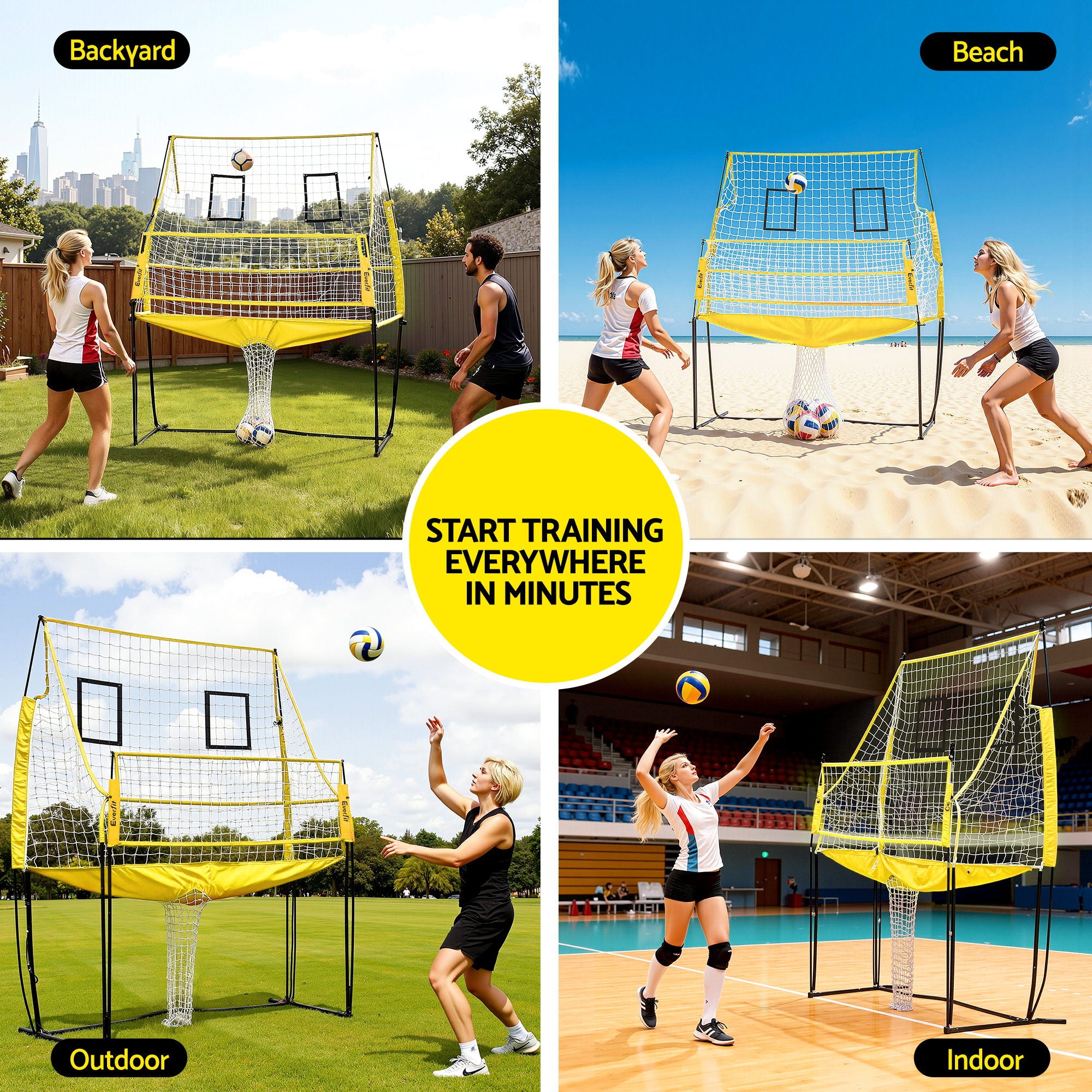 Everfit 8ft Volleyball Net Free-standing Adjustable Height Portable with Ball and Bag