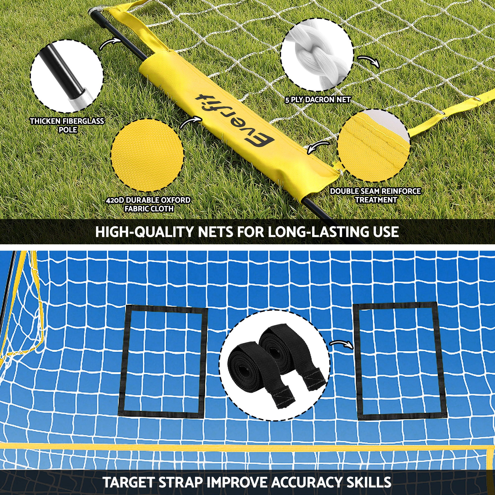 Everfit 8ft Volleyball Net Free-standing Adjustable Height Portable with Ball and Bag