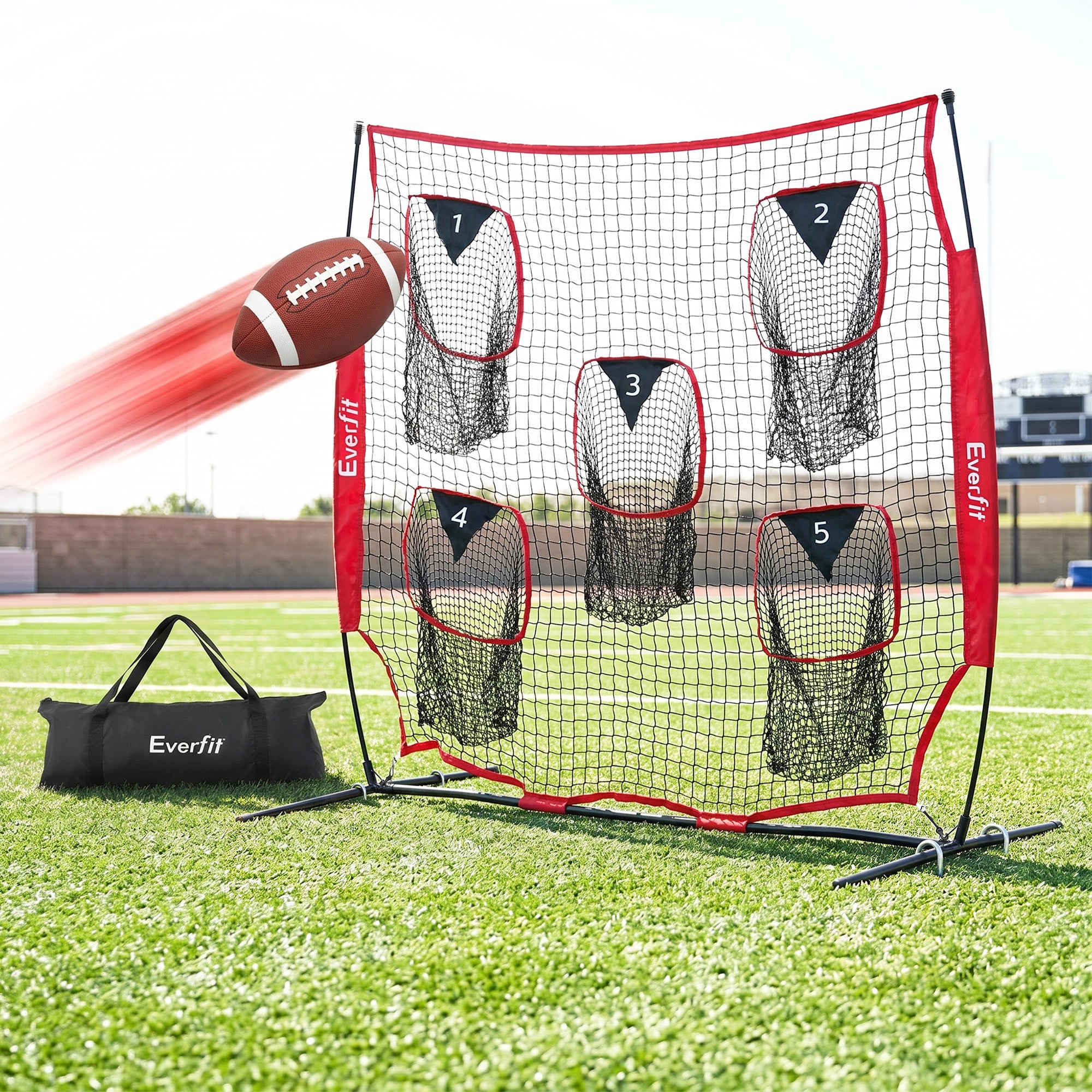 Everfit 1.8m Football Training Net 5 Target Portable Soccer Goal Nets Rebounder