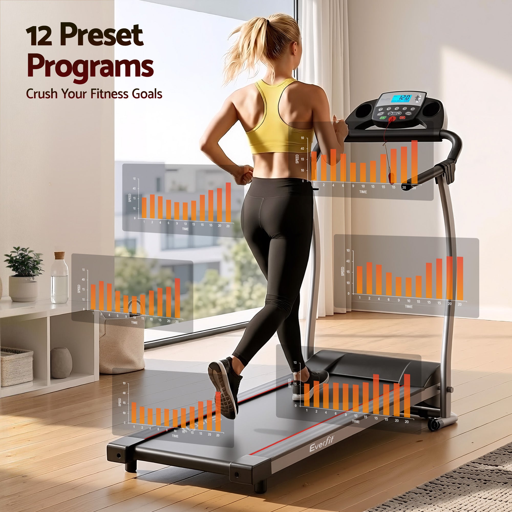 Everfit Treadmill Electric Home Gym Fitness Exercise Machine Foldable 340mm