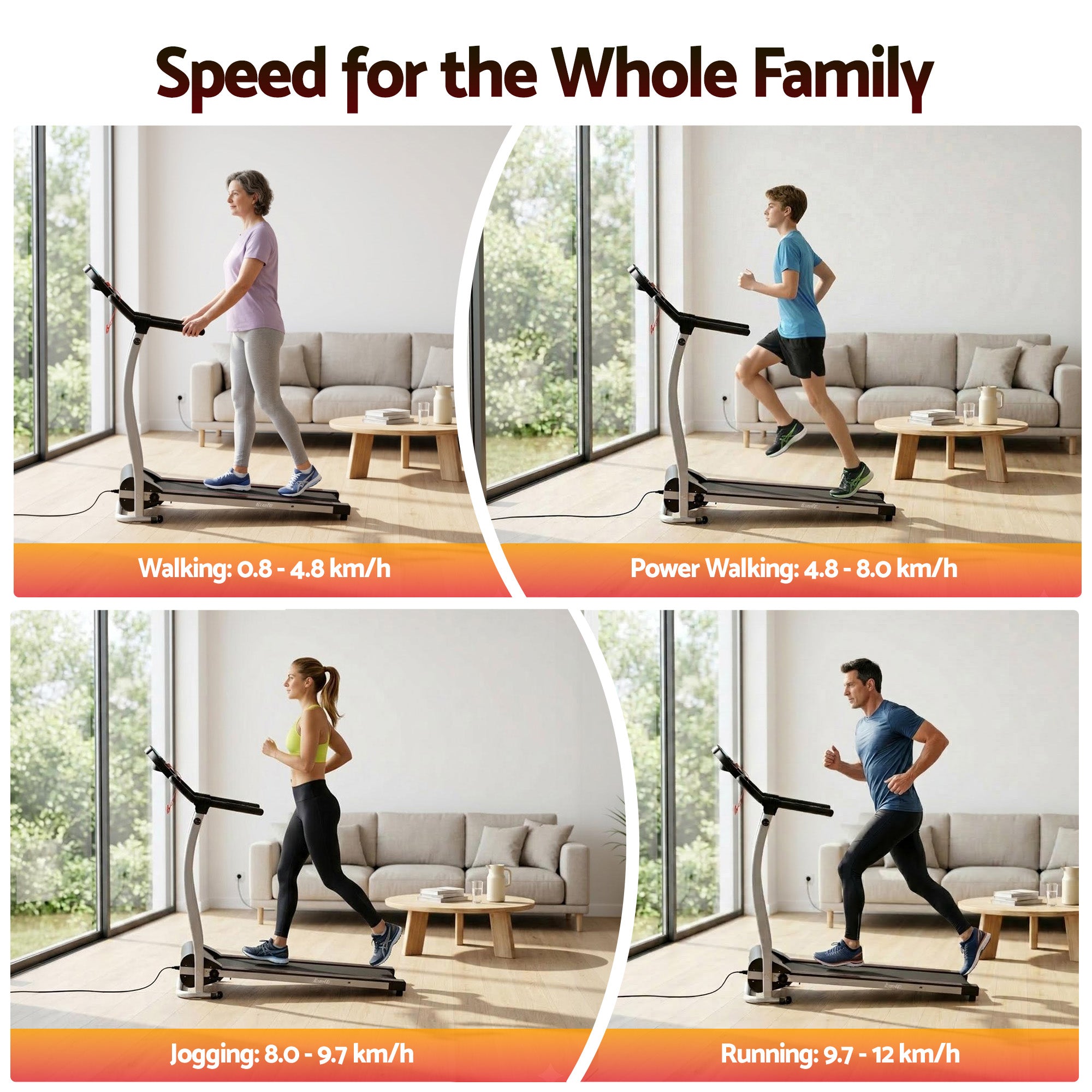 Everfit Treadmill Electric Home Gym Fitness Exercise Machine Foldable 340mm