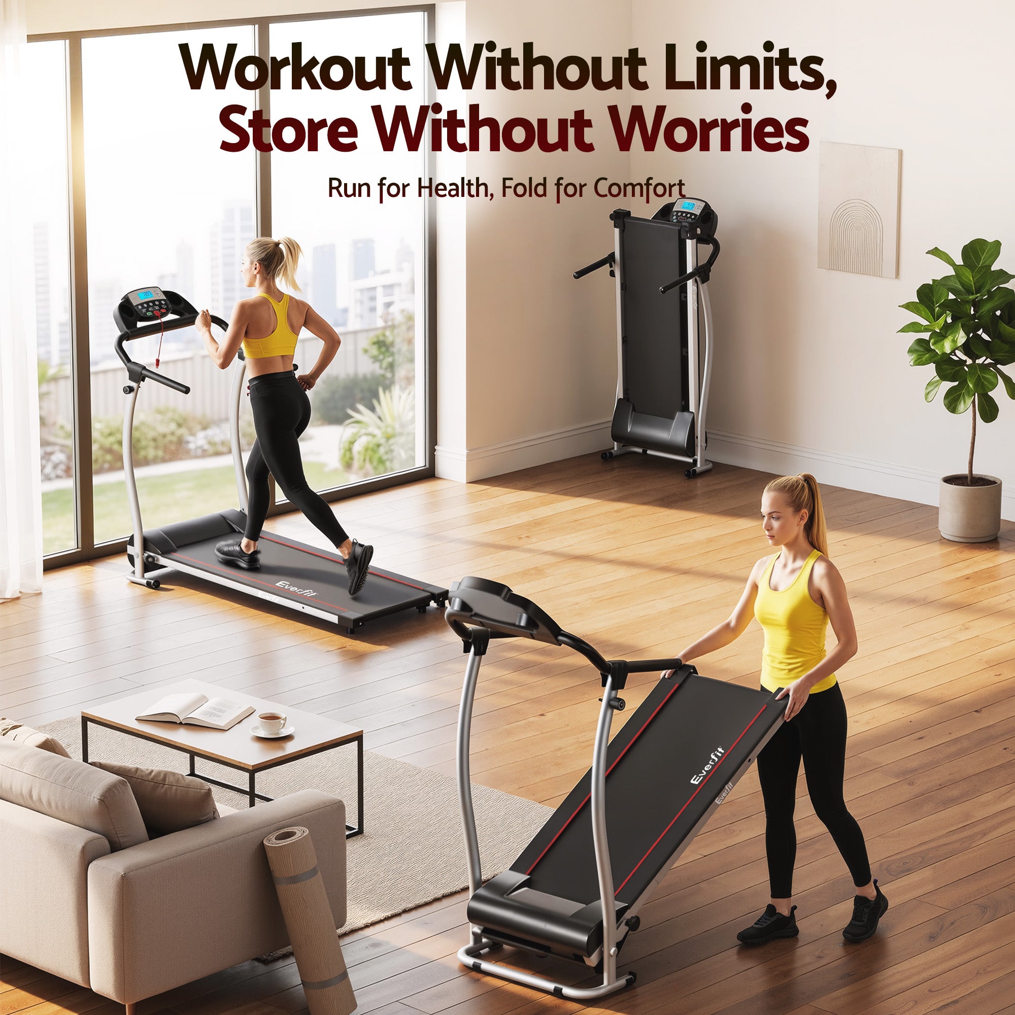 Everfit Treadmill Electric Home Gym Fitness Exercise Machine Foldable 340mm