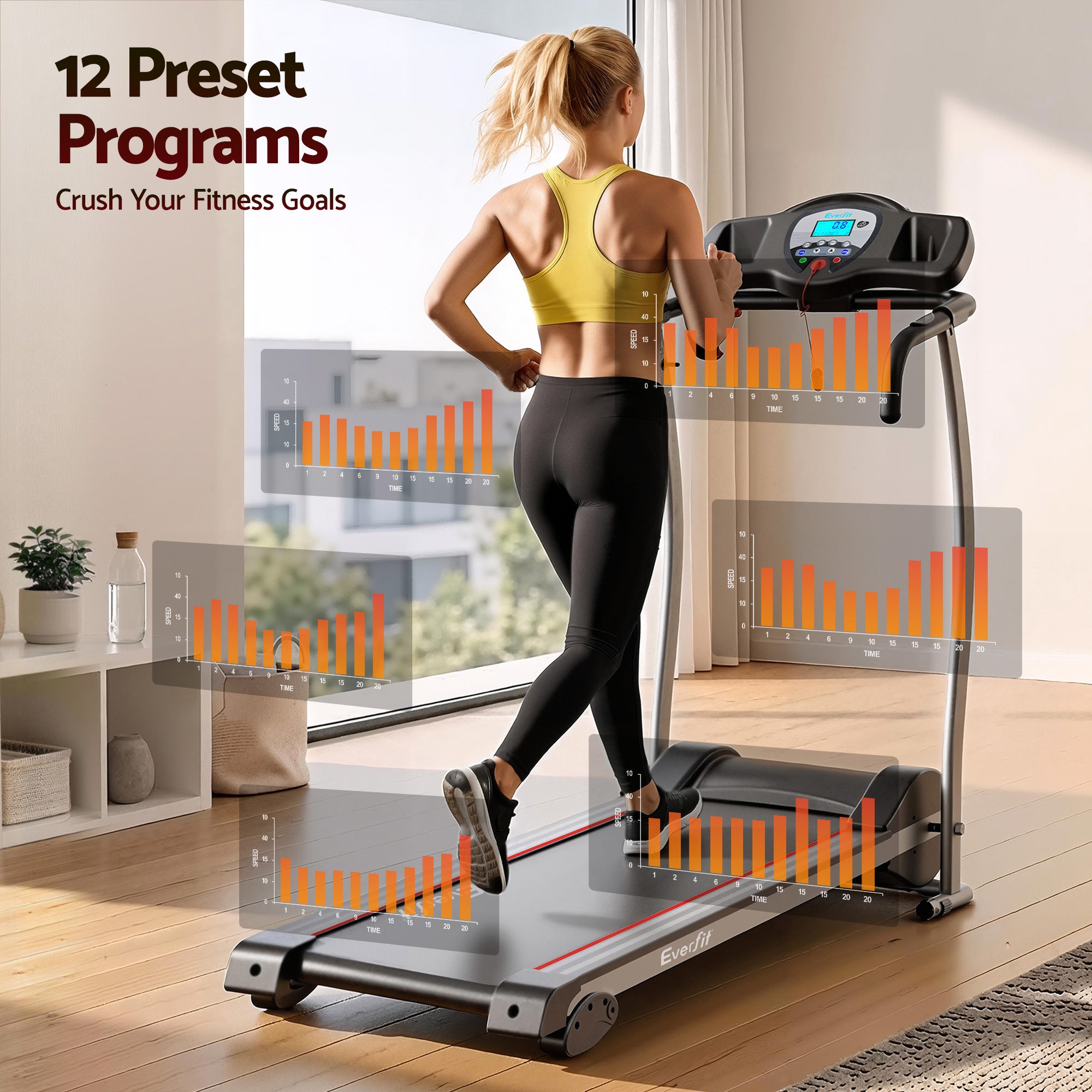 Everfit Treadmill Electric Home Gym Fitness Exercise Machine Foldable 360mm