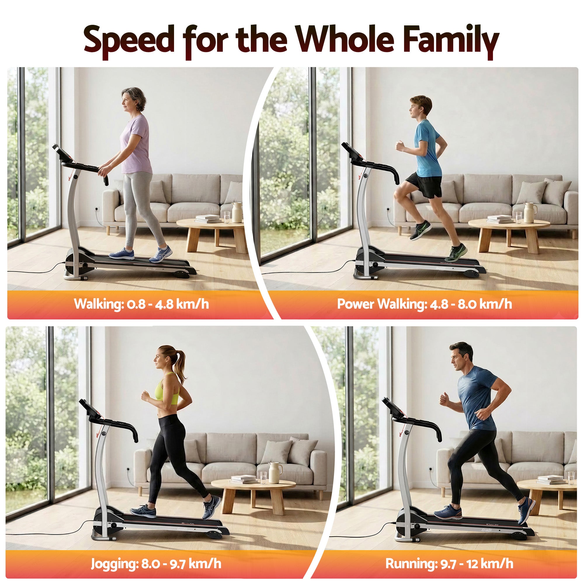 Everfit Treadmill Electric Home Gym Fitness Exercise Machine Foldable 360mm